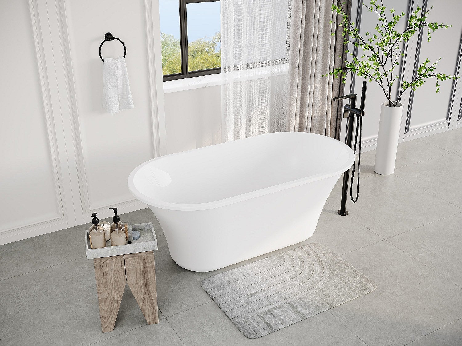 Wanna wolnostojąca designerska – 193 l – 150 × 75 × 58 cm – Biała – NOEMIE II