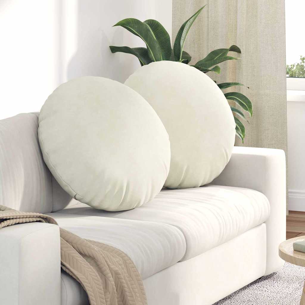 Poduszki na siedziska 2 pcs Kremowy Ø 80 x 29 cm Aksamit vidaXL