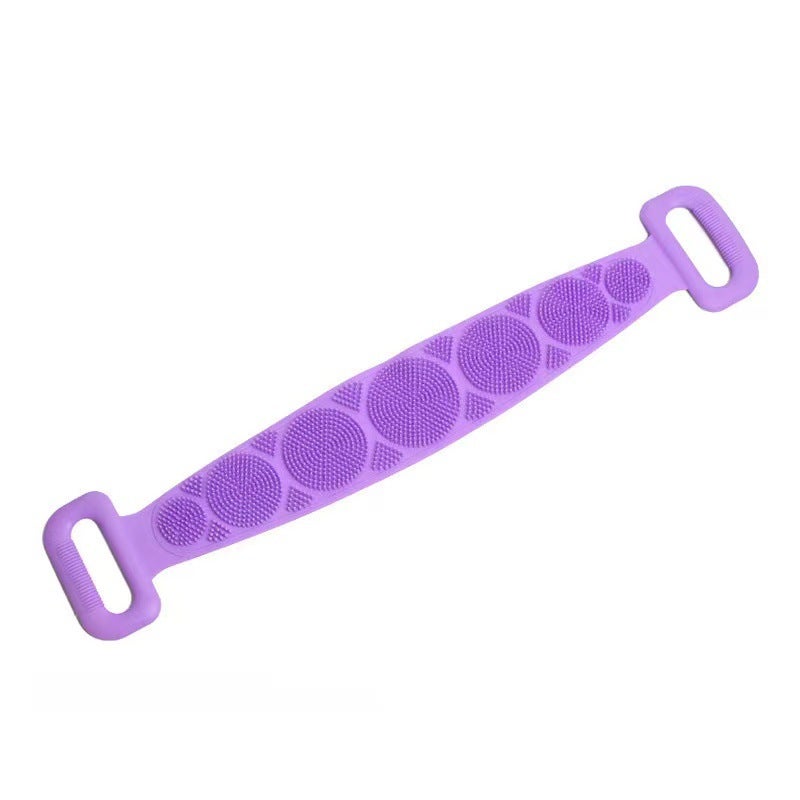 Silikonowa szczotka tylna o długości 60 cm, dwustronna silikonowa szczotka, peelingujący, pieniący żel pod prysznic (fioletowy)