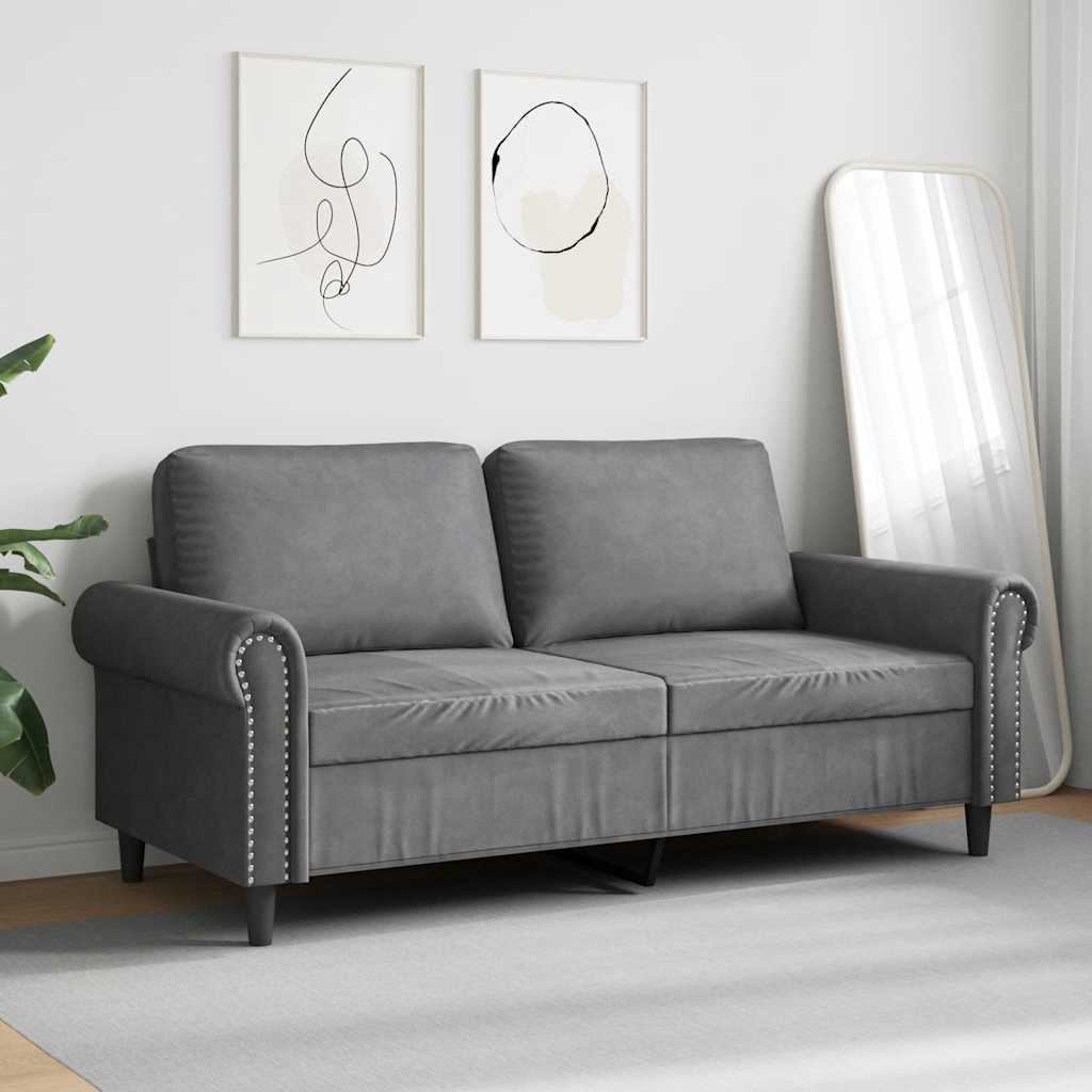 Sofa 2-osobowa, ciemnoszary, 140 cm, tapicerowana aksamitem