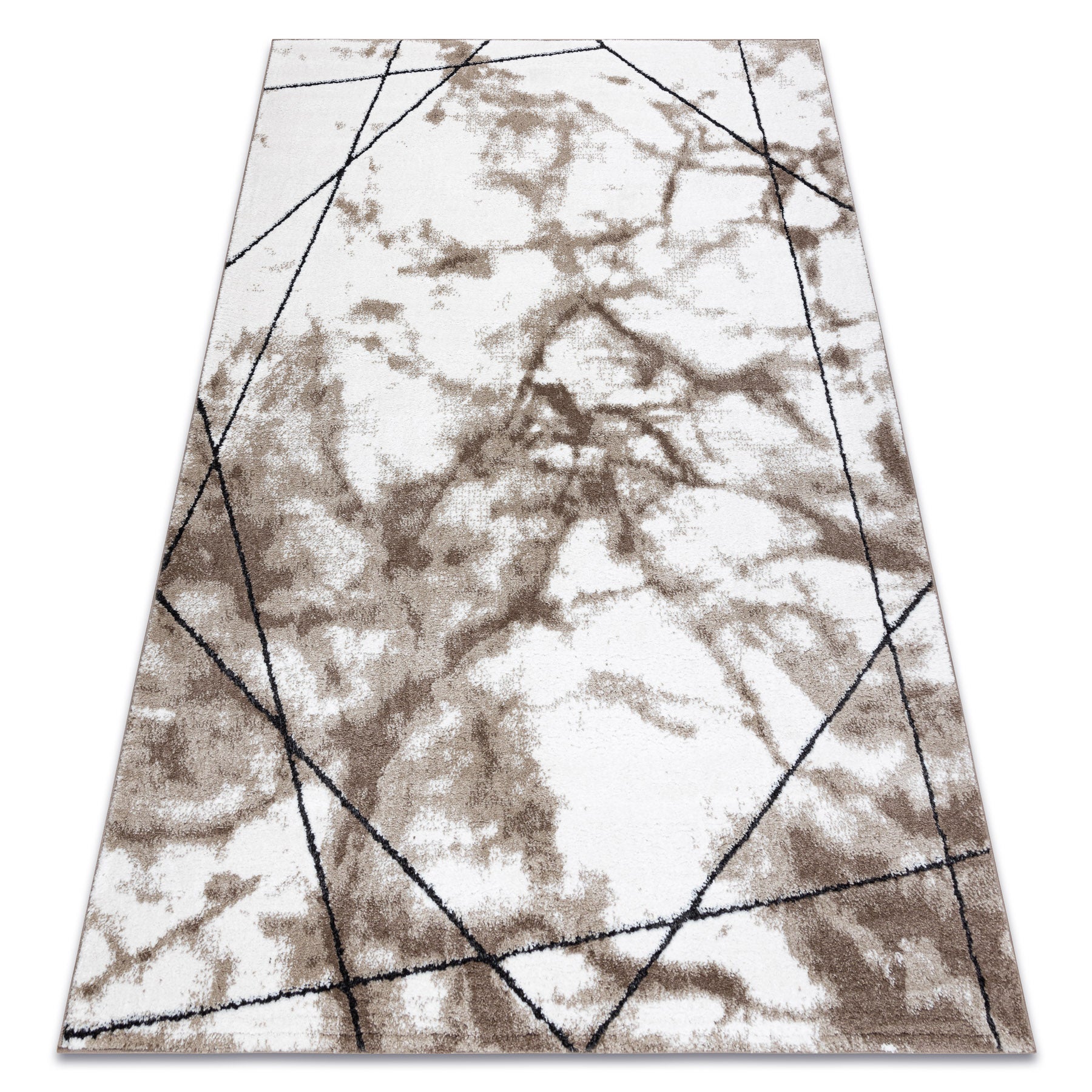 Dywan nowoczesny COZY Lina, geometryczny, marmur - Strukturalny, dwa poziomy runa brązowy 140x190 cm