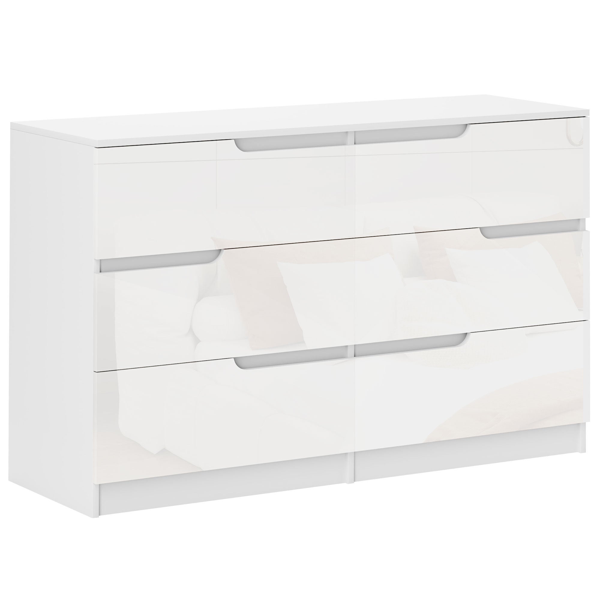 Komoda z 6 szufladami, nowoczesna komoda do sypialni z mechanizmem zapobiegającym przewróceniu, komoda do salonu, przedpokoju, 120x40x75 cm, biała
