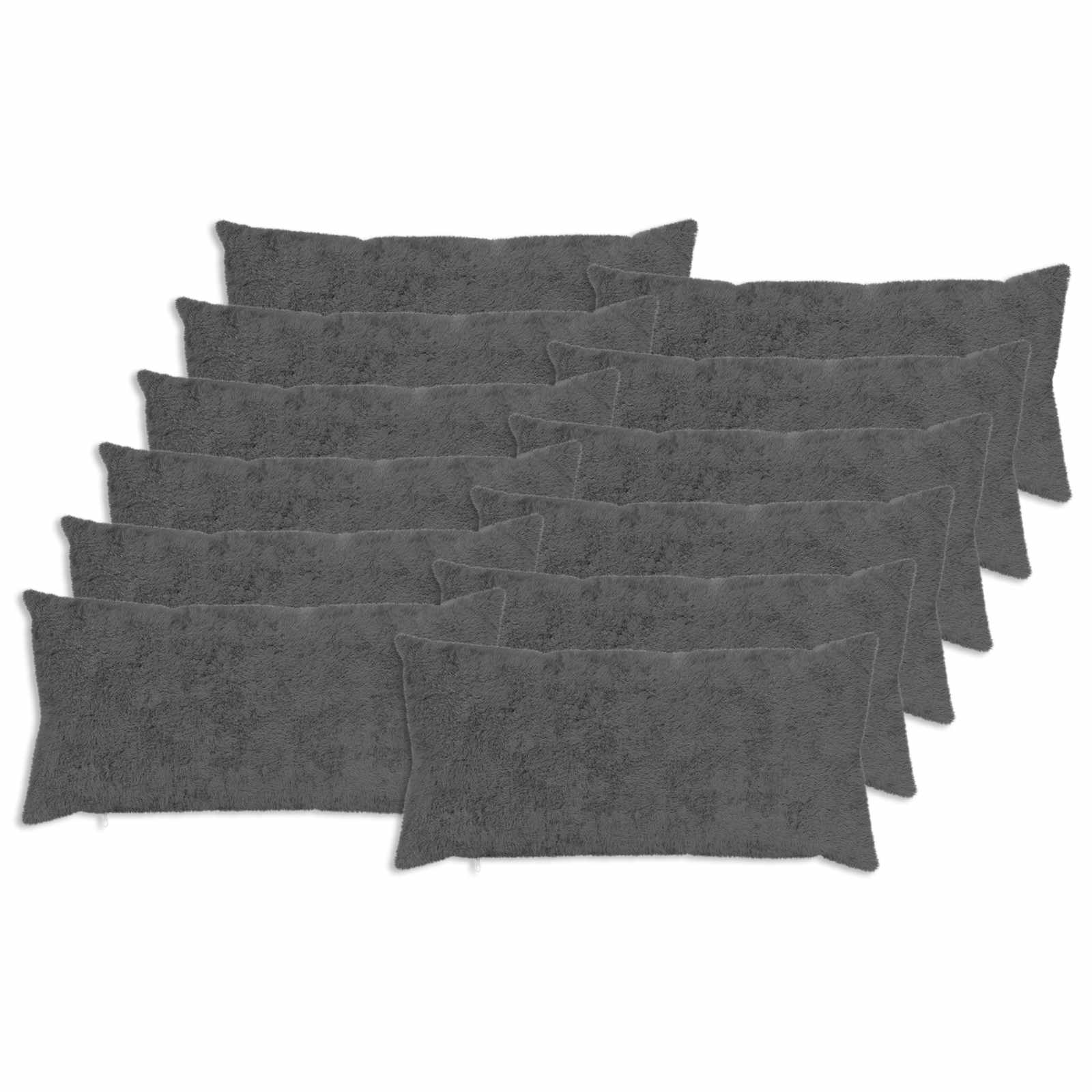 12x Poszewka Dekoracyjna na Poduszkę 40x80 cm Ciemnoszara