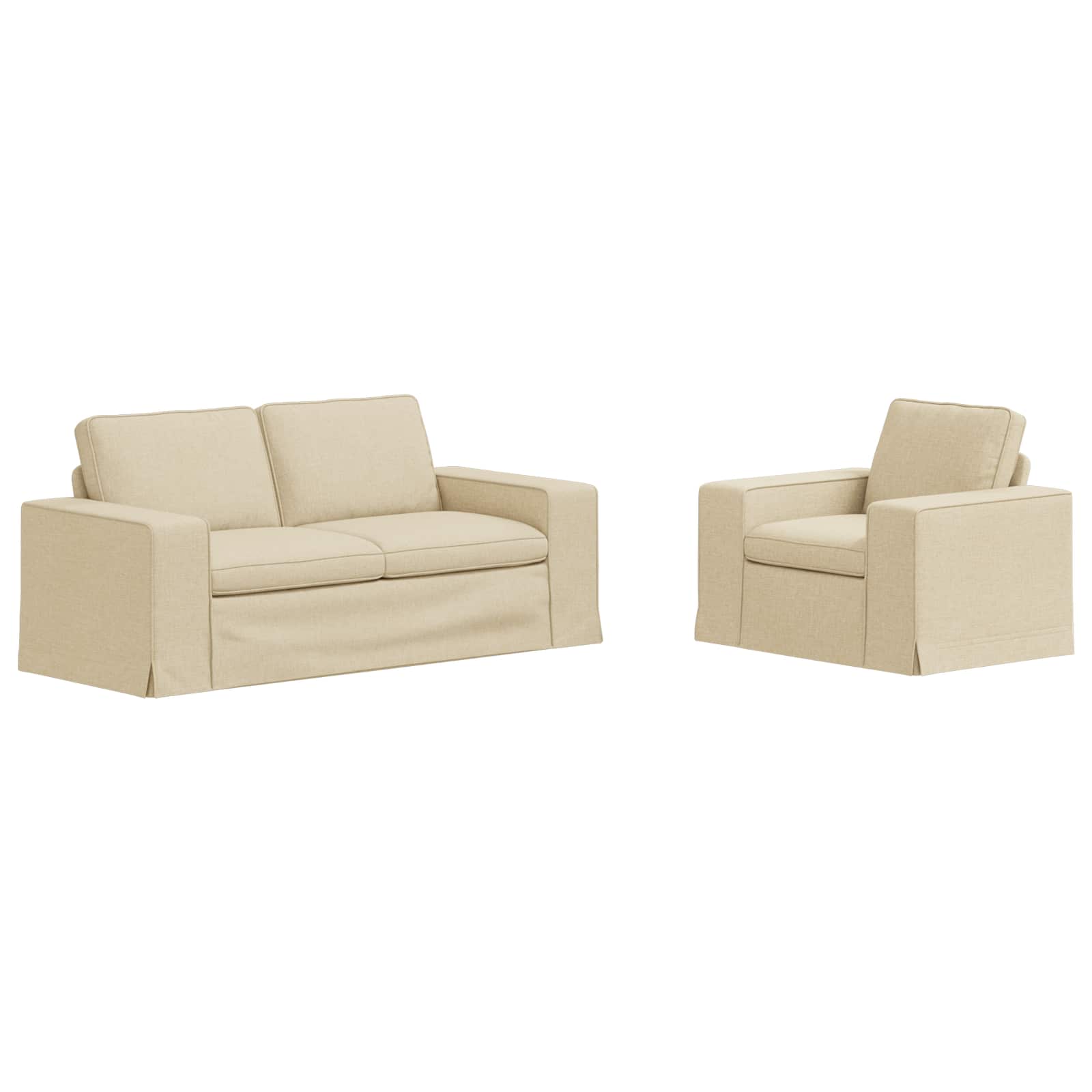 Zestaw Sof 2 pcs Kremowy 182 x 80 x 82 cm tkanina