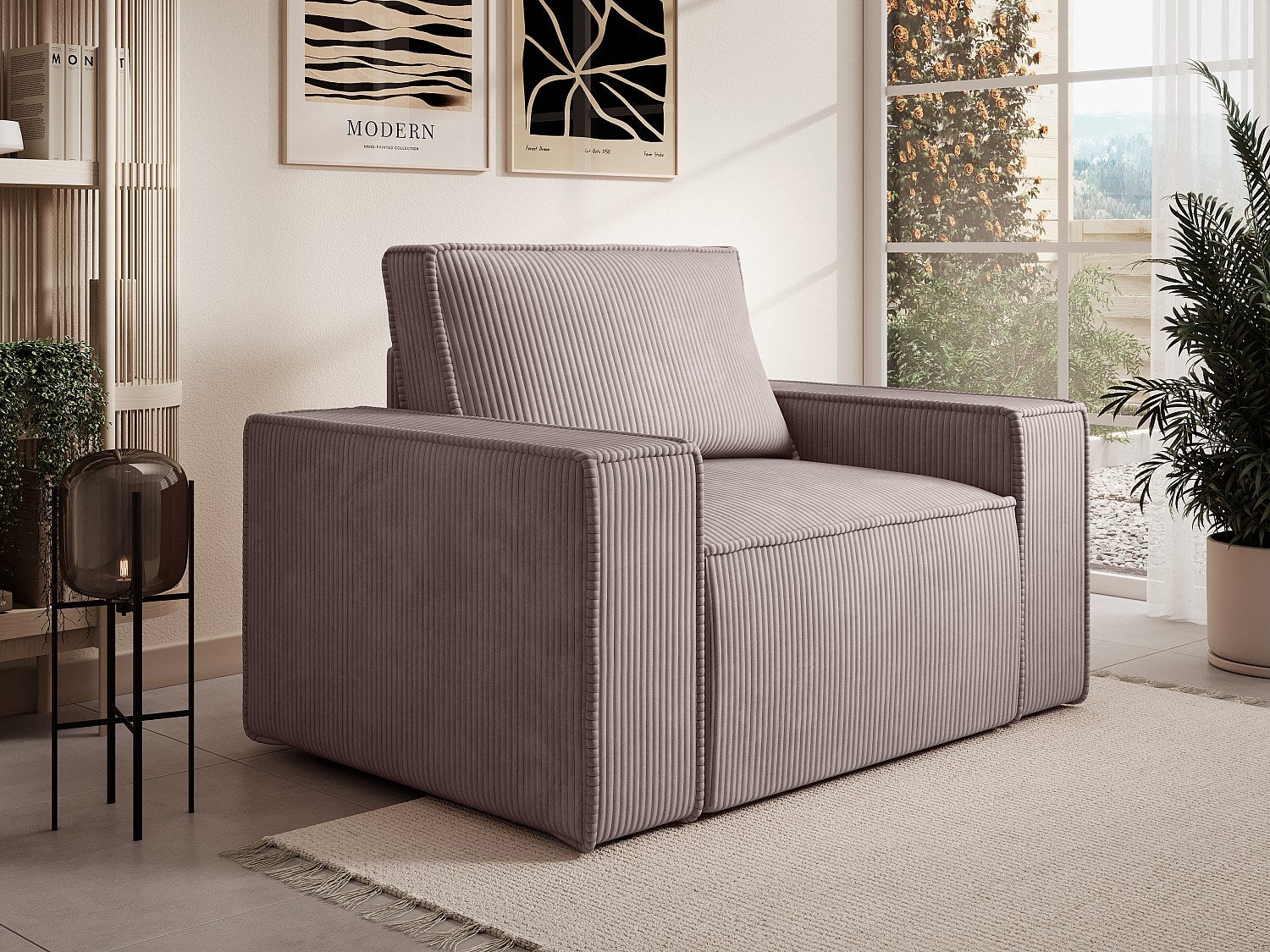 Fotel z liliowego weluru - AMELIA