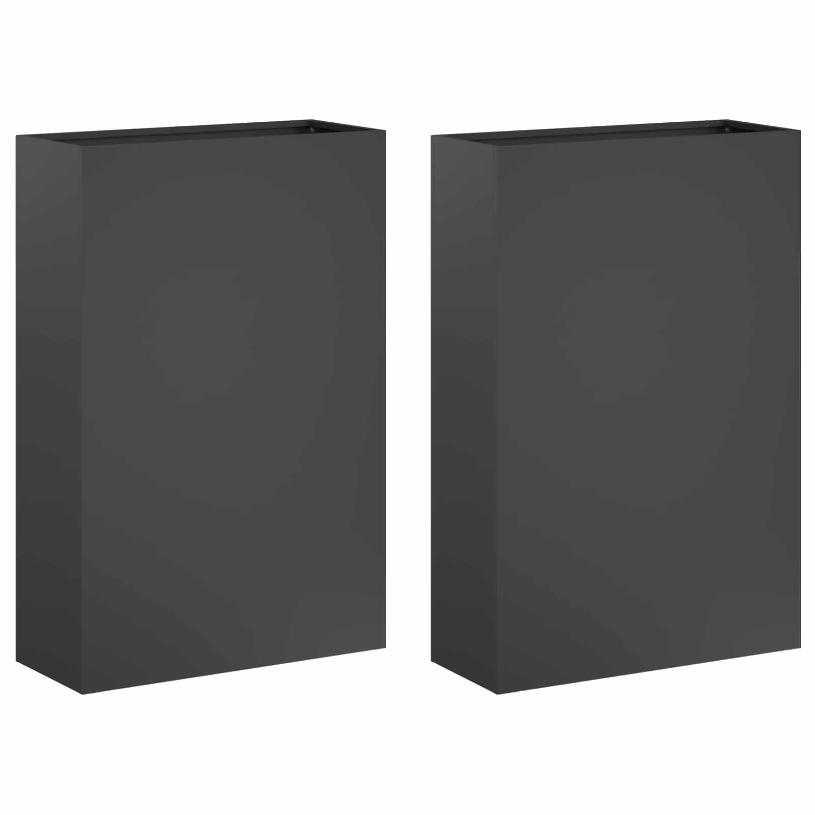 2x Donica Ogrodowa Stalowa 40x20x75 cm Antracytowa na Taras na Balkon