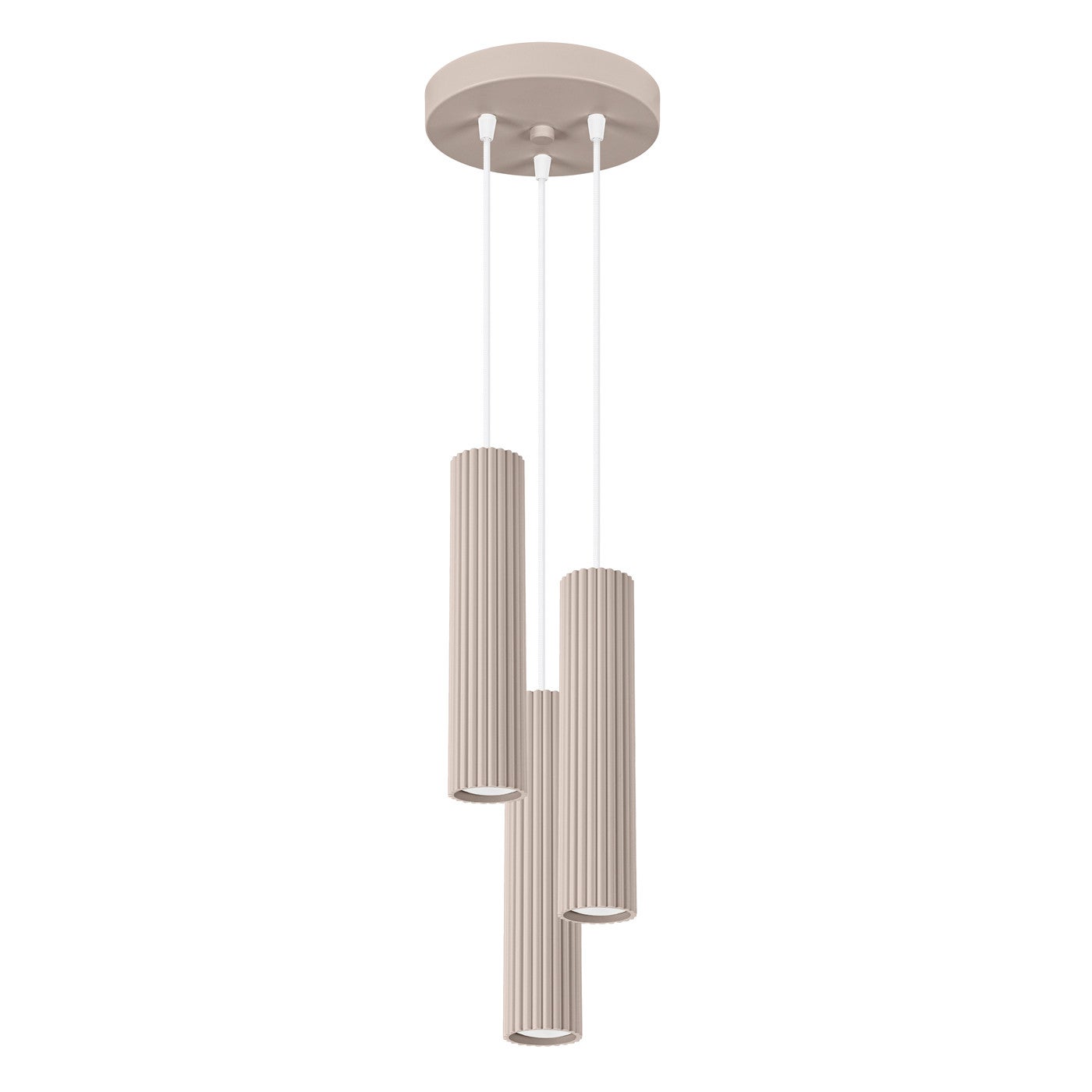 Lampa wisząca nowoczesna okrągła Ø20cm trzy karbowane tuby taupe 3xGU10 10W KARBON Sollux Lighting