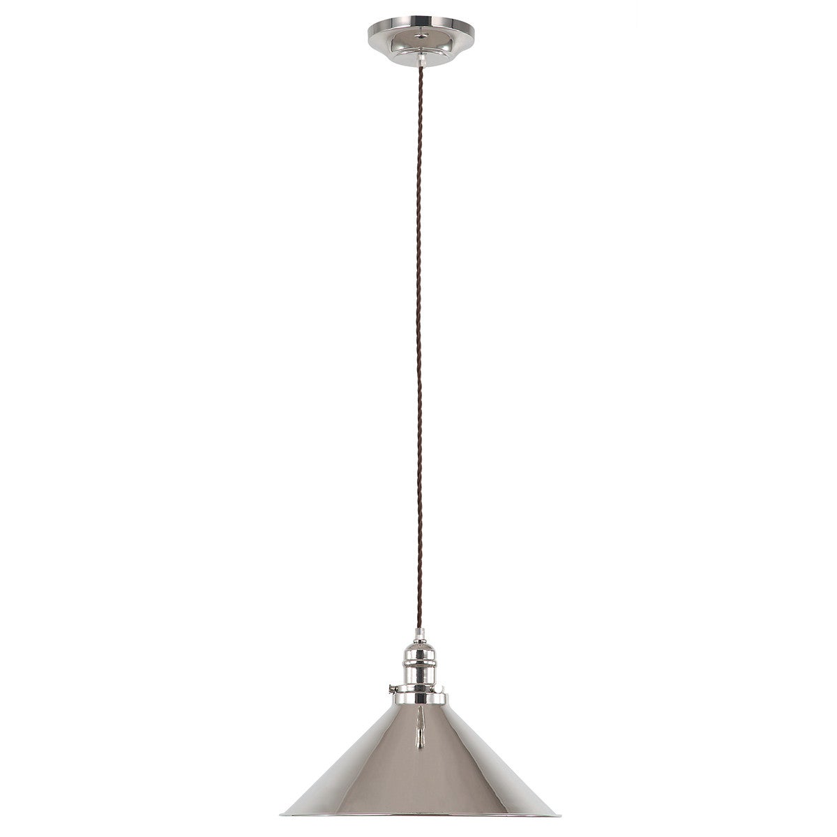 Lampa wisząca industrialna polerowany nikiel z regulacją długości fi 37cm Provence Elstead