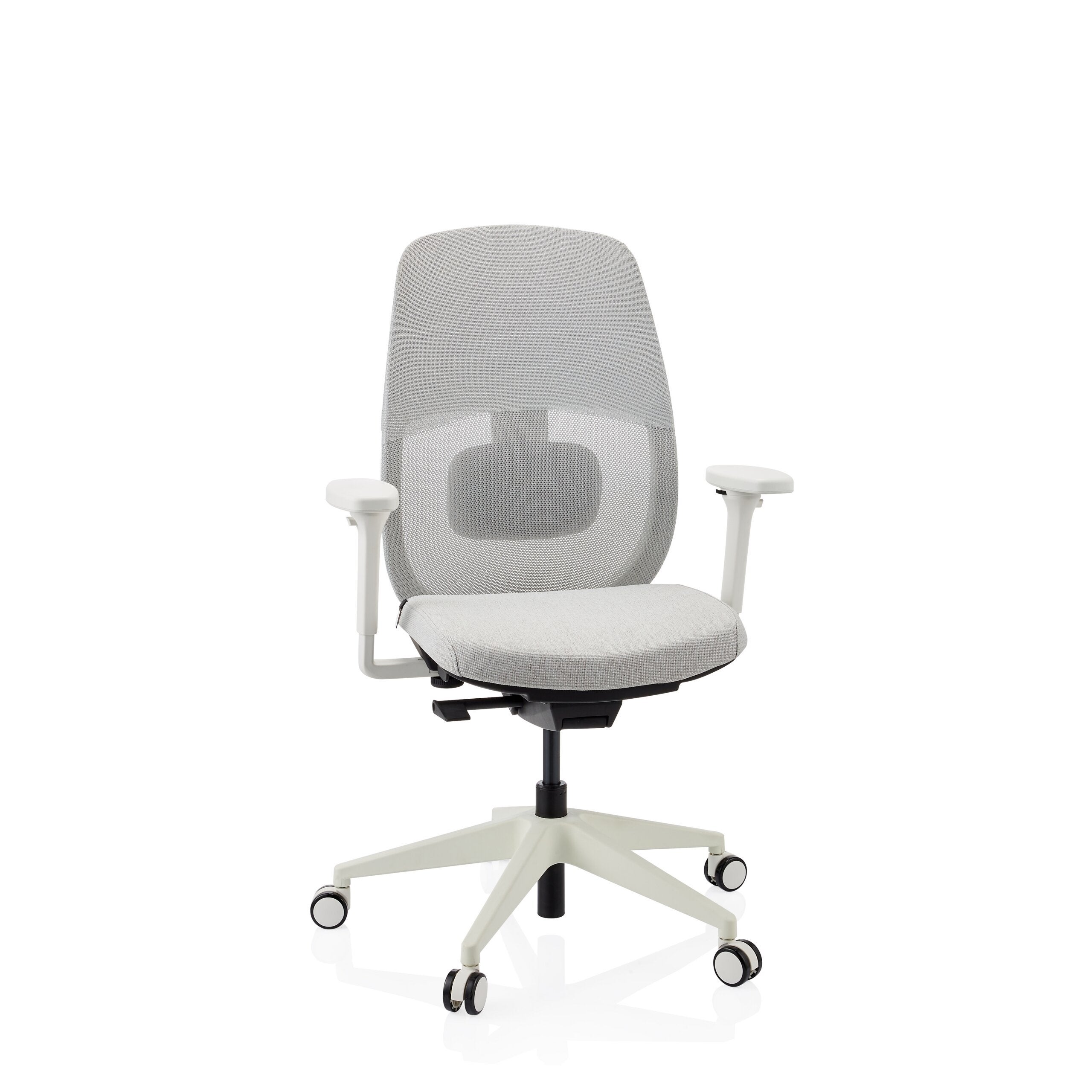 Ergonomiczne krzes?o biurowe Skandis bez zag?ówka szare / bia?a podstawa hjh OFFICE