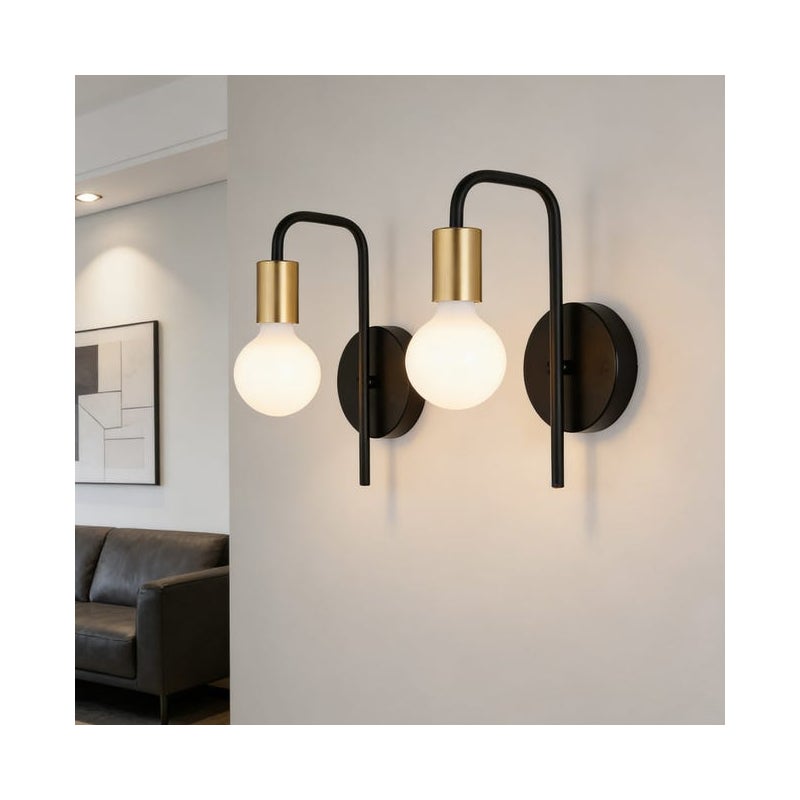 Zestaw 2 lampek ściennych w stylu industrialnym, lampek nocnych w stylu retro, metalowych lampek ściennych do łazienki (żarówka nie jest dołączona)
