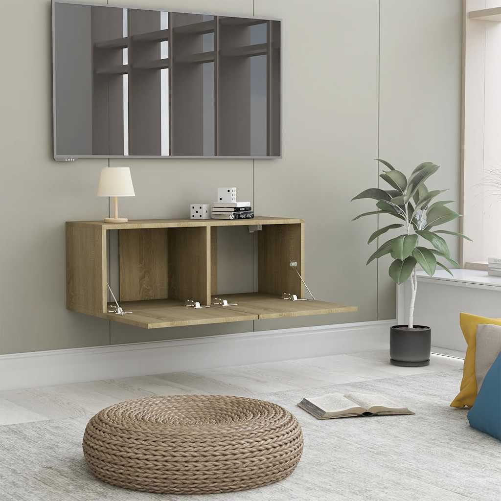 Szafka pod TV, dąb sonoma, 80x30x30 cm, materiał drewnopochodny