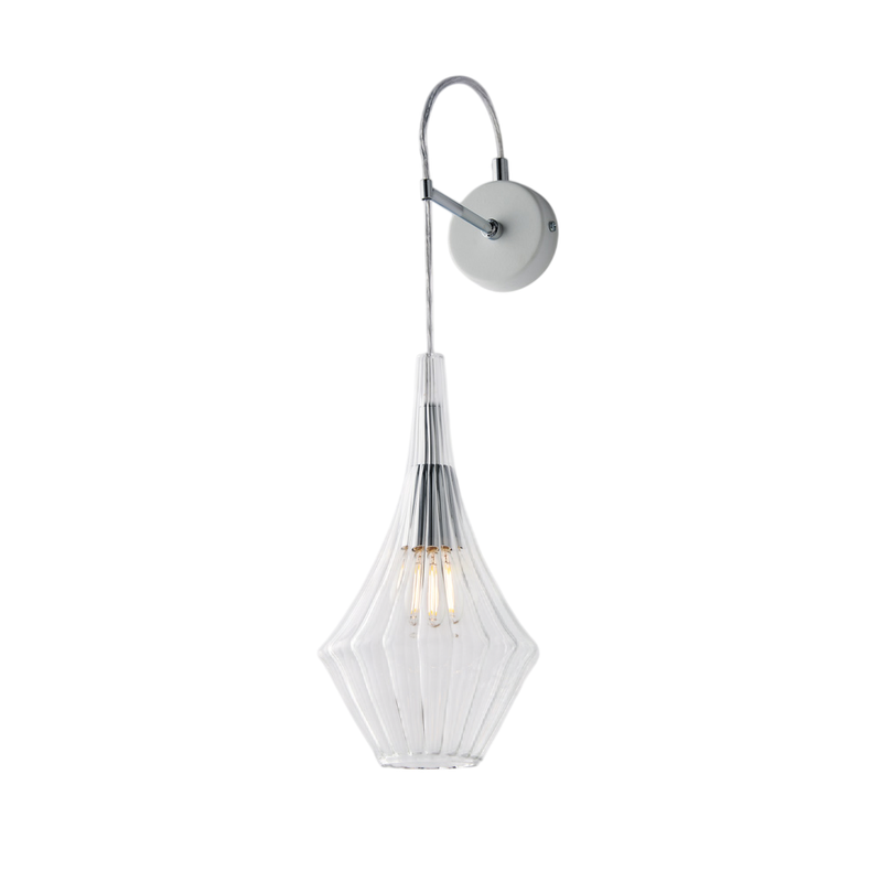 Applique in ferro con vetro trasparente pyrex 1 luce H.64 - L.14 - P.21