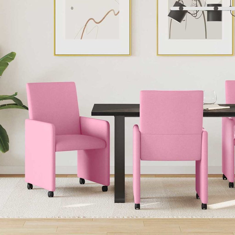 Krzesełka jadalne na kółkach 2 pcs Różowy 57 x 66 x 94 cm vidaXL
