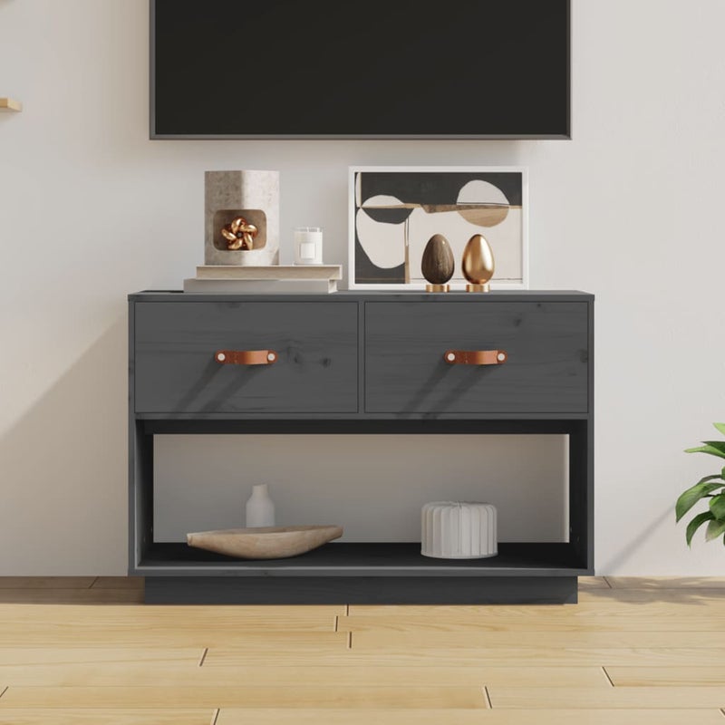 Szafka pod telewizor, szara, 90x40x60 cm, lite drewno sosnowe vidaXL