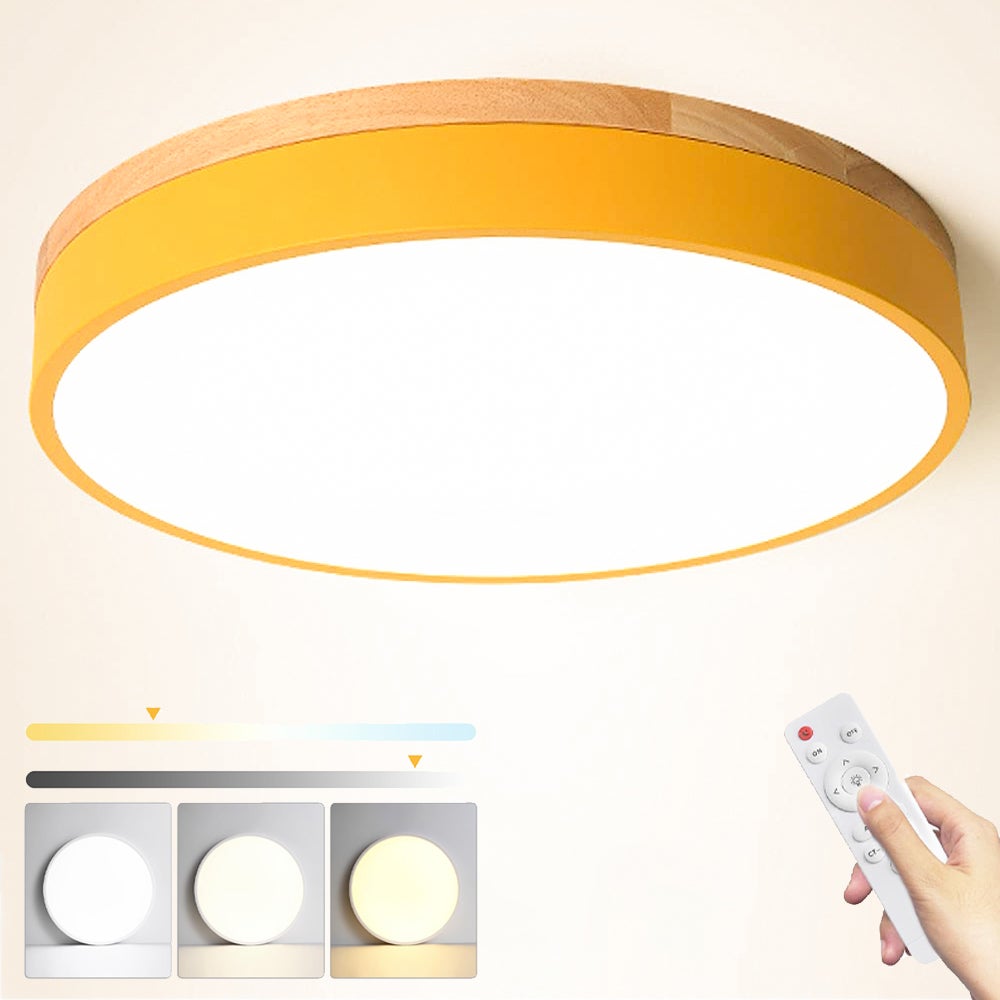Lampa sufitowa LED W Nowoczesna lampa sufitowa z możliwością ściemniania barwy światła do salonu sypialni kuchni przedpokoju jadalni cm żółta