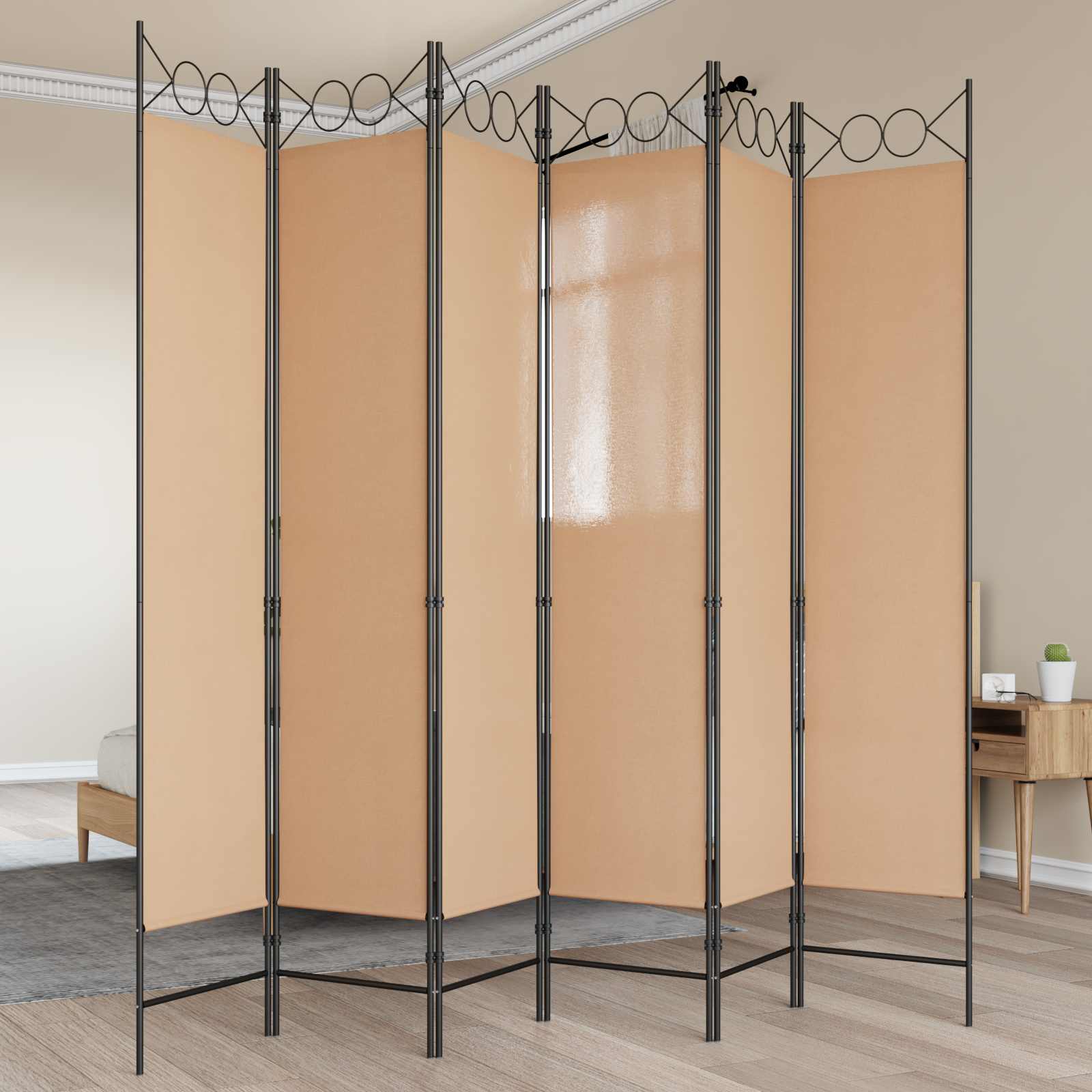 Ekspresowy 6-panelowy parawan Beżowy 240 x 200 cm tkanina vidaXL