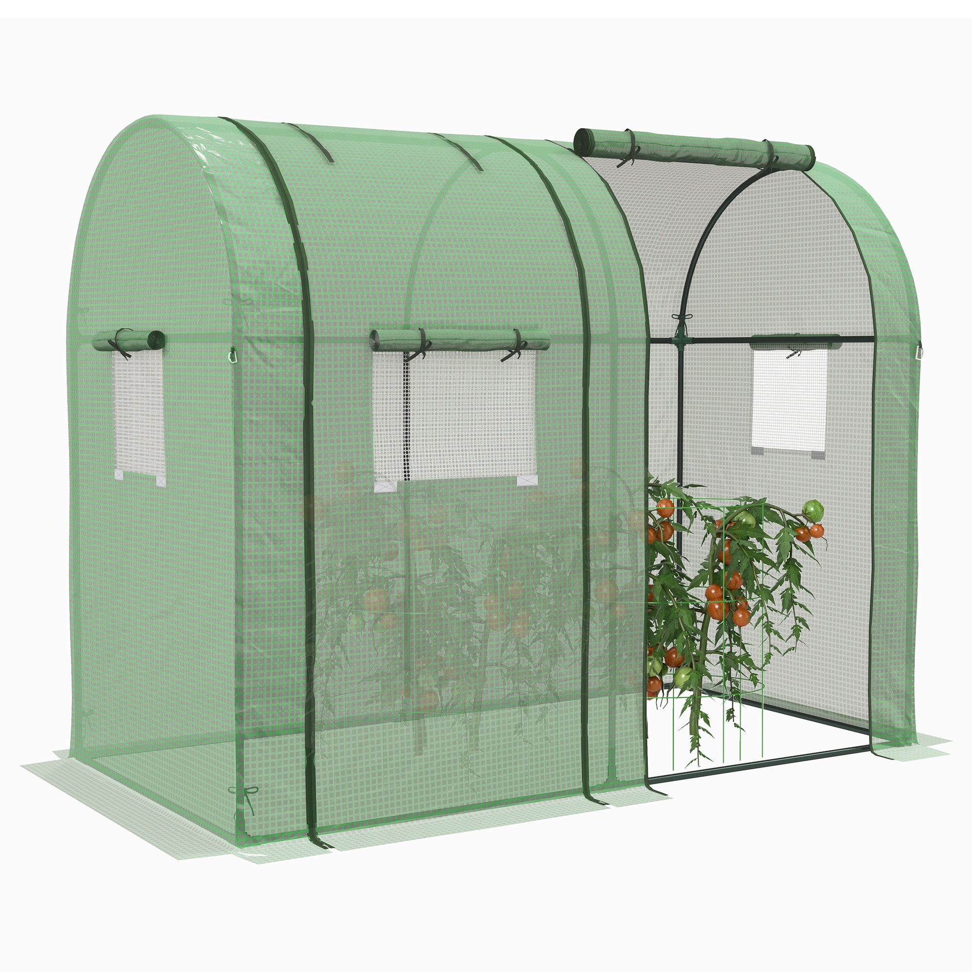 Tomato szklarnia, ogrógł. Growhouse z 2 zwijany drzwi i 4 okna z siatki, przenośny wewnętrzny zewnętrzny zielony dom, 185 x 94 x 150cm, zielony
