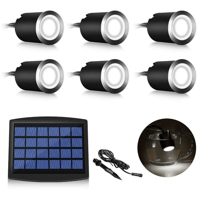 Zestaw solarnych reflektorów LED do wbudowania Do użytku zewnętrznego wodoodporne i energooszczędne zimne białe światło do ogrodu i na taras