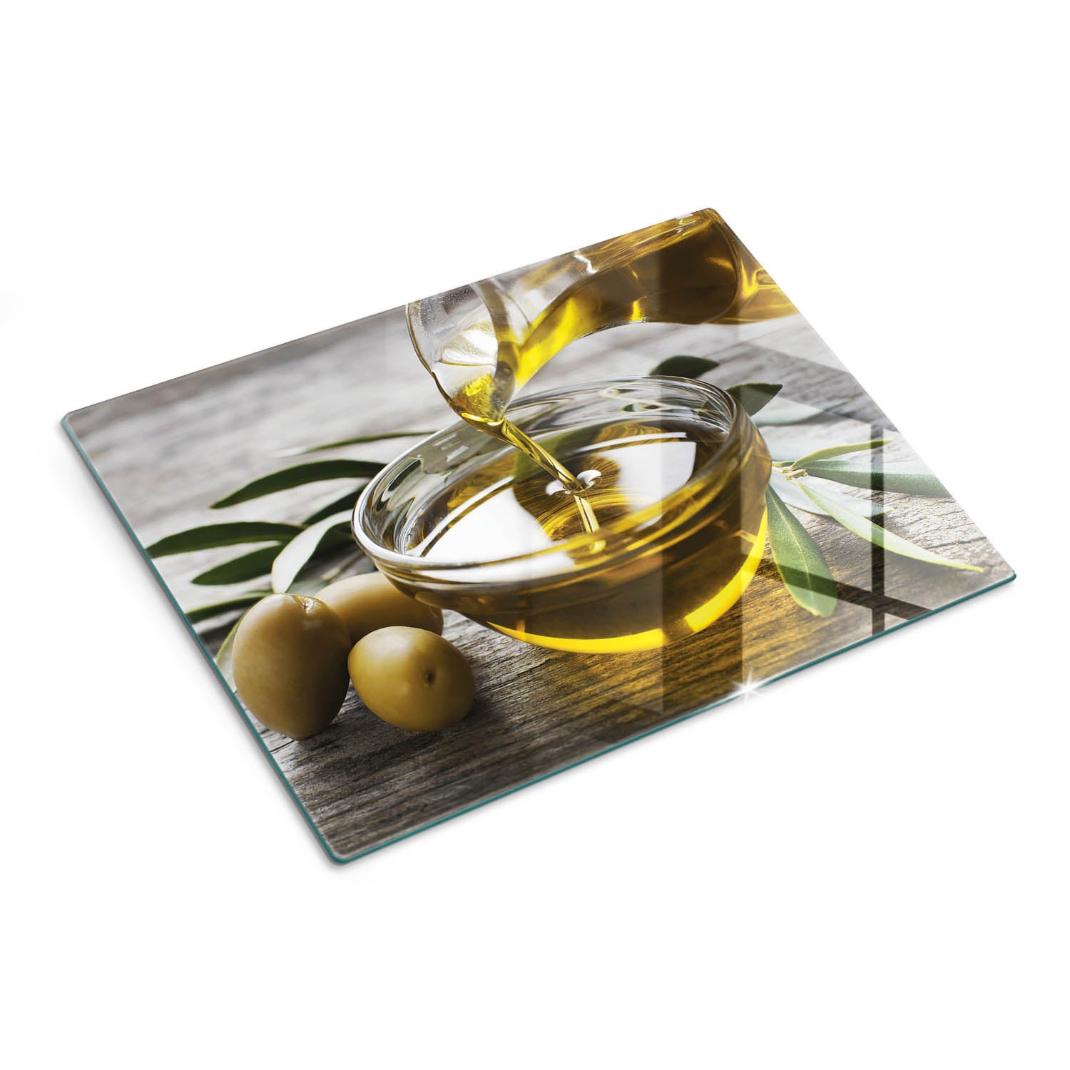 Szklana płyta kuchenna dekoracyjna deska do krojenia - Oliwa z Oliwek Miska - 30x40 - Tulup
