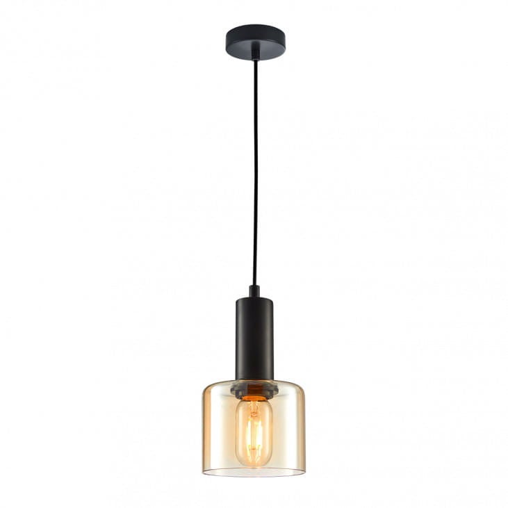 Lampa wisząca Santia czarno-bursztynowy 1xE27x10W nowoczesna wym: 107,8 x 15 x 15 cm szkło Italux
