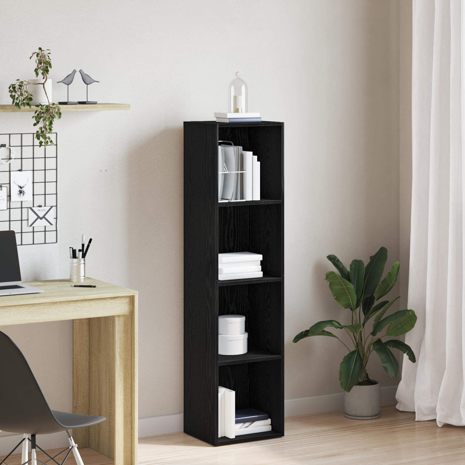Regał biblioteczny Czarny Dąb 36x30x143 cm Drewno klejone