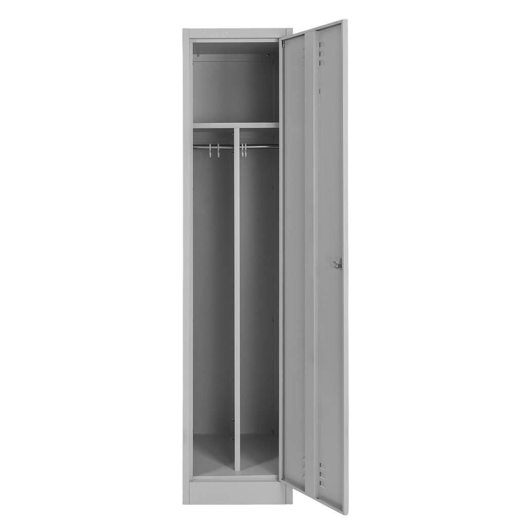 Szafka metalowa ubraniowa BHP jednodrzwiowa Mega-M J-40 przegrodą szara 40x50x180 cm skręcana