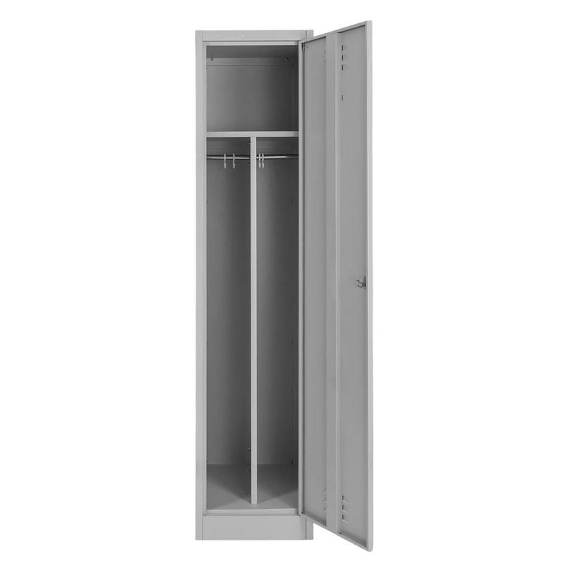 Szafka metalowa ubraniowa BHP jednodrzwiowa Mega-M J-40 przegrodą szara 40x50x180 cm skręcana