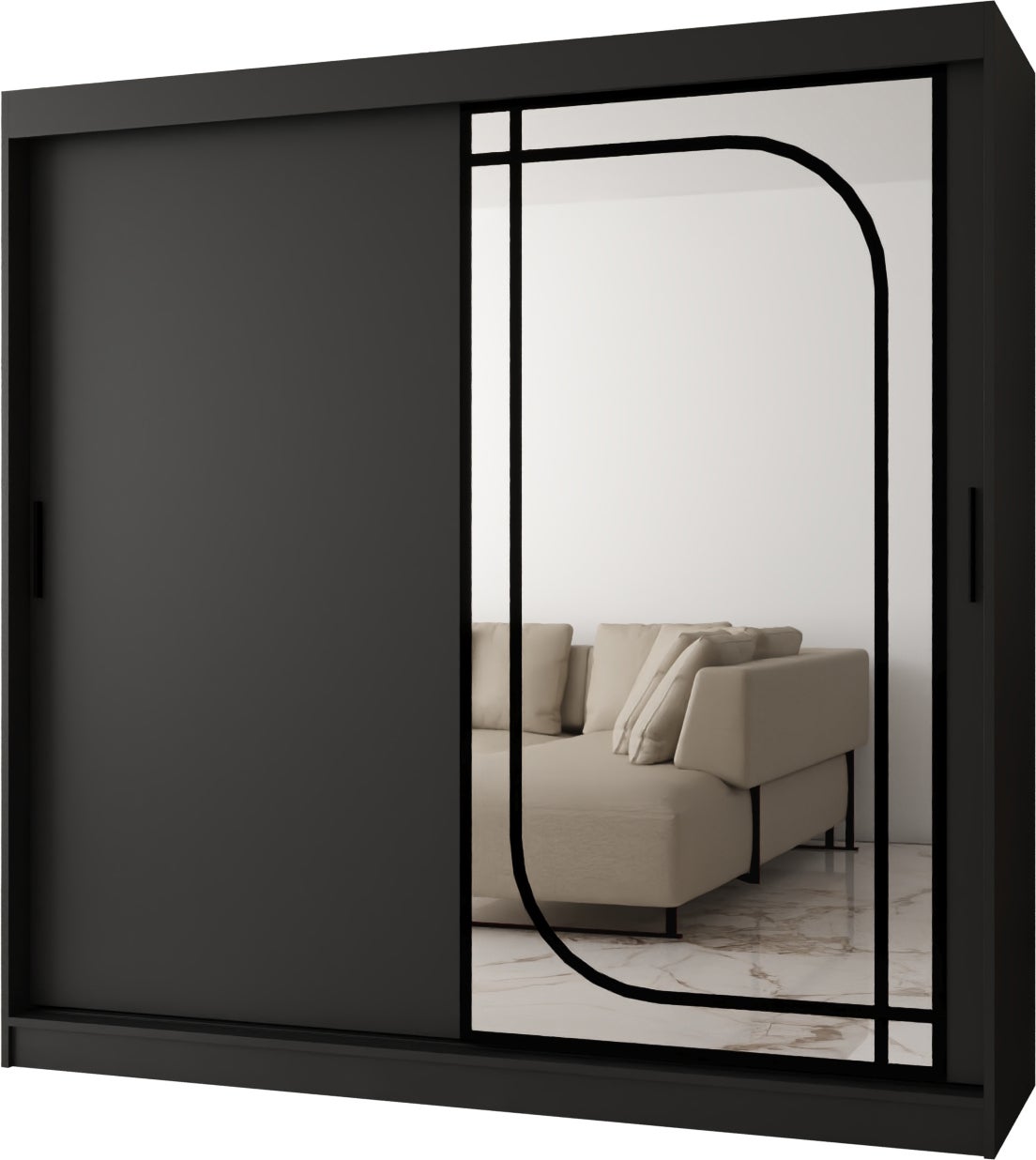 Szafa przesuwna z lustrem ALABAMA 200 x 62 x 200 czarny + u. czarny