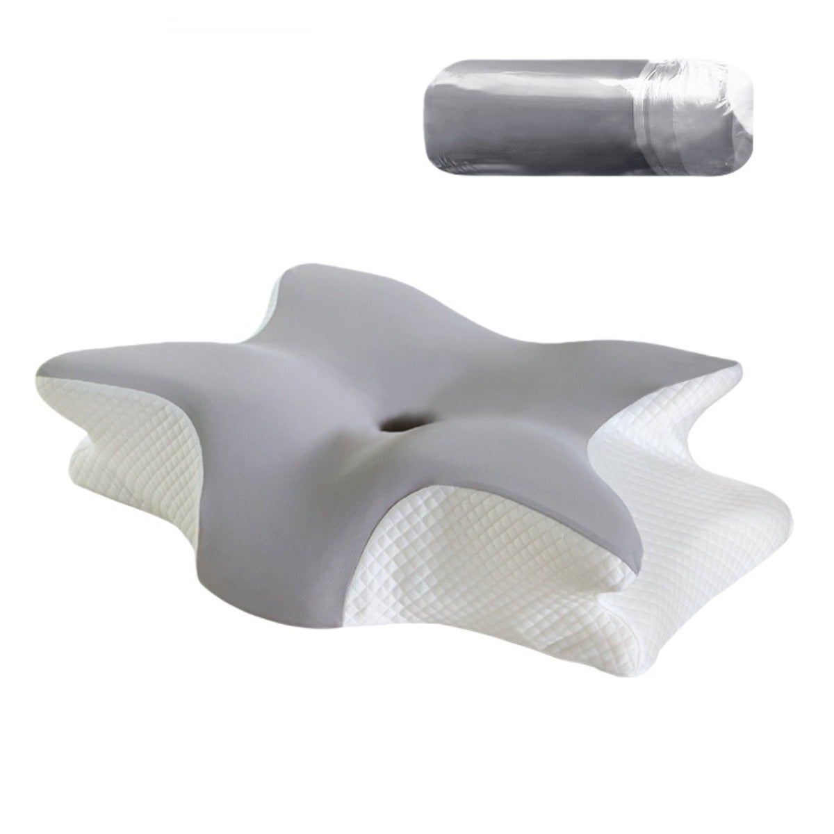 Poduszka motylkowa z pianki memory 60x40x13cm - Ergonomiczne wsparcie szyi dla głębokiego snu LightGrey