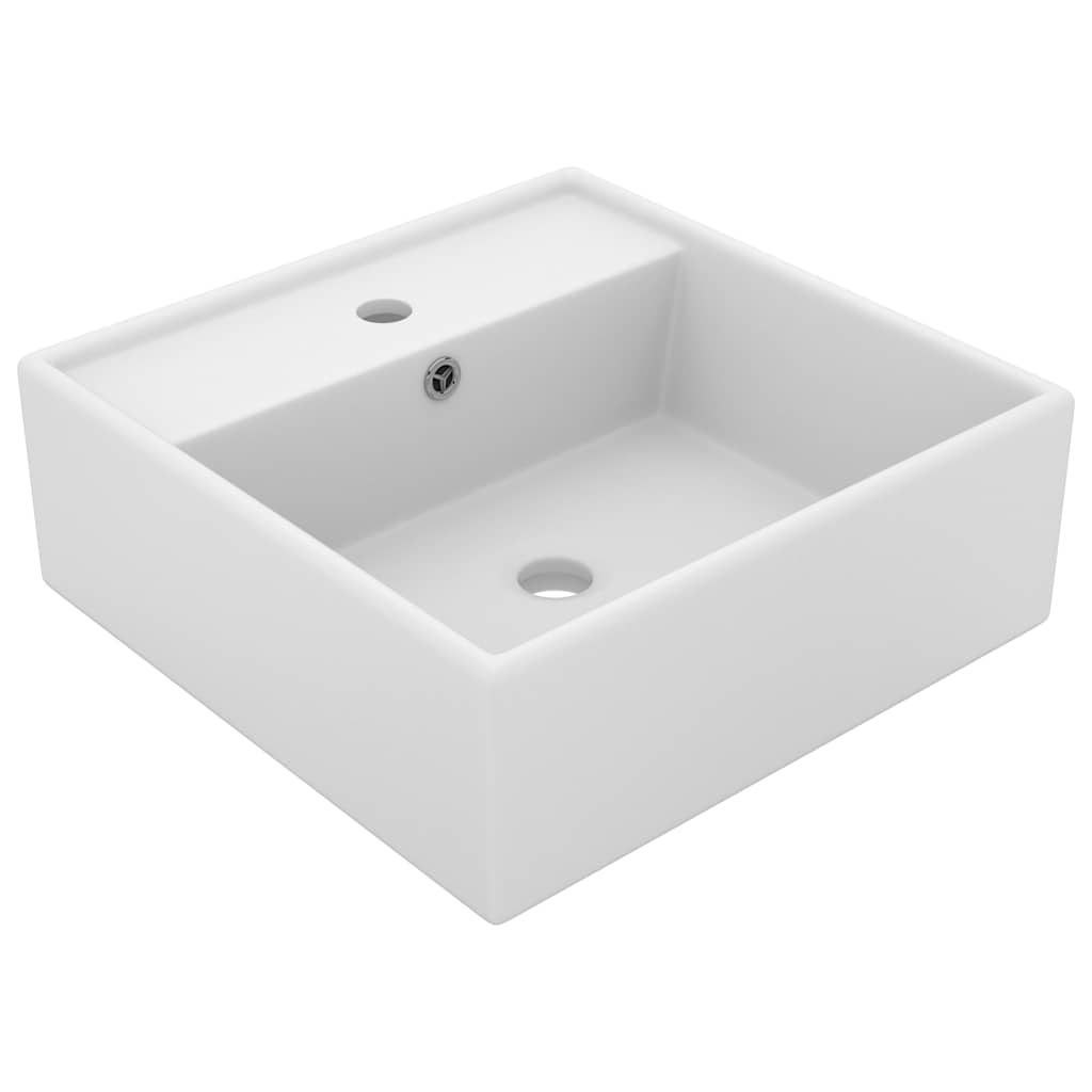 Umywalka Nablatowa Ceramiczna Kwadratowa Biała do Łazienki 41 cm