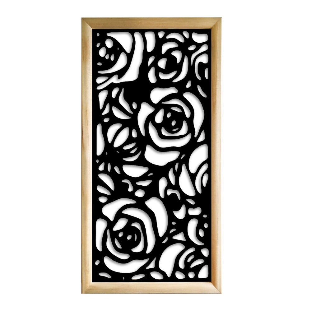 ROSES - Prostokątne moduły dekoracyjne z drewna i PVC - Rozmiar 47x94 cm - Grubość 47 mm - Kolor wewnętrzny CZARNY