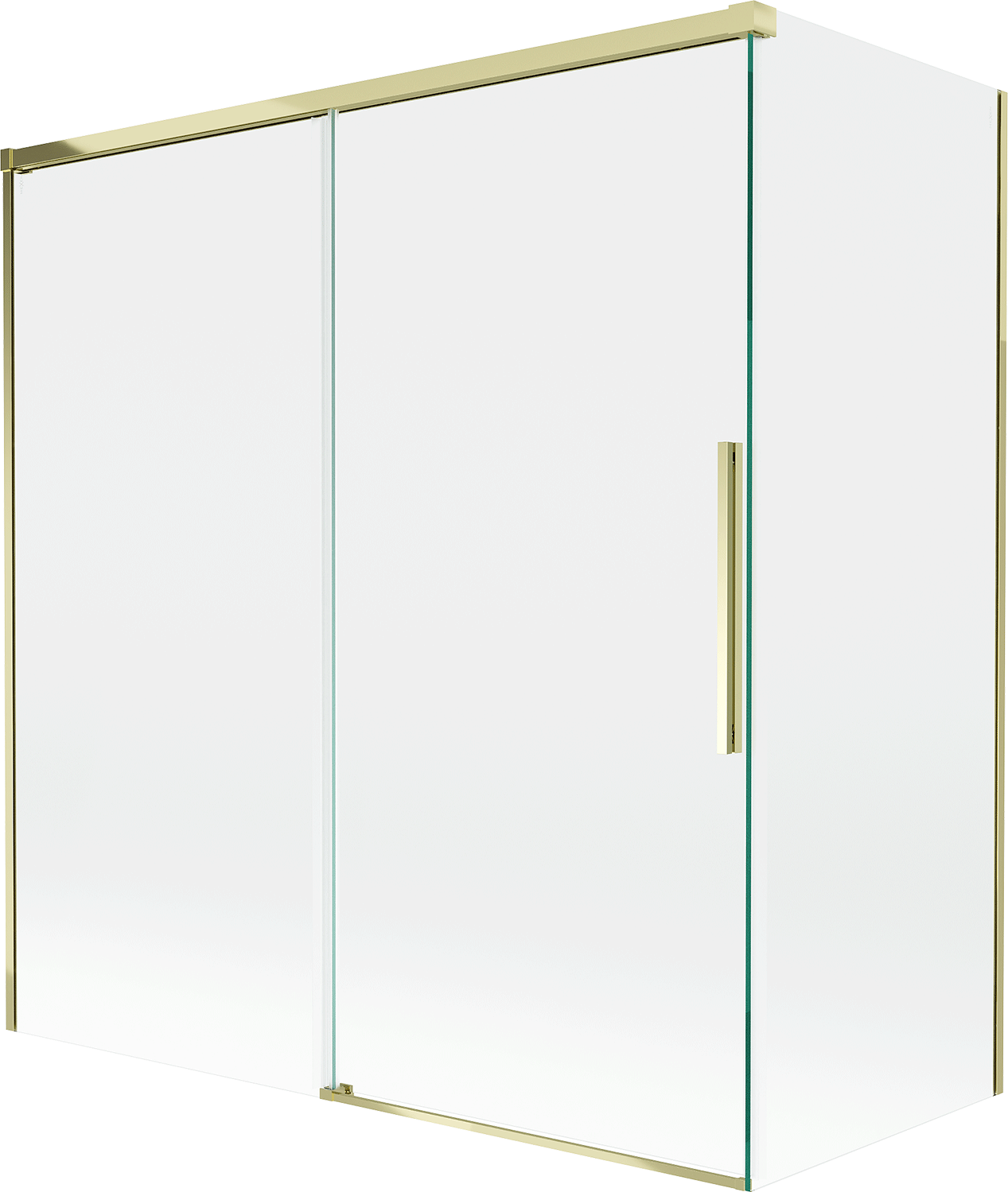 Mexen Rox parawan nawannowy 2-skrzydłowy rozsuwany 150 + 70 x 150 cm, transparent, złoty - 8C9-150-070-50-00