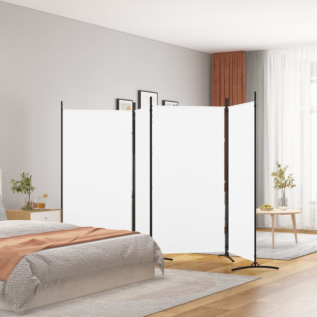 Parawan 4-panelowy, biały, 346x180 cm, tkanina vidaXL