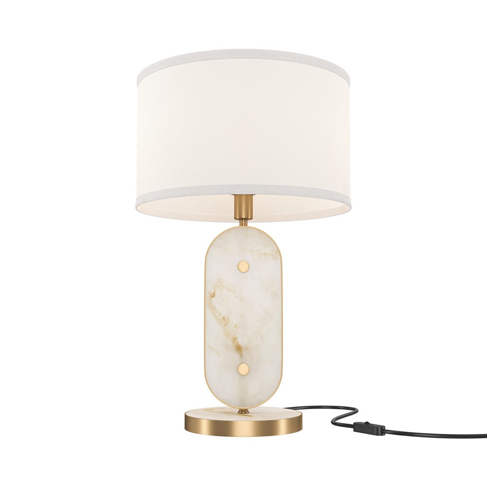 Lampa stołowa złota z abażurem elipsa marmur Marmo 1xE27 40W Maytoni
