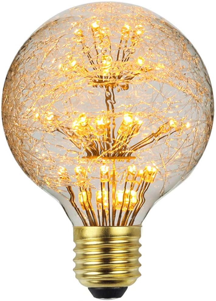 Żarówka Ledowa Żarówka Vintage RGB Firework Edison Żarówka 3W 220/240V E27 Żarówka dekoracyjna (G80) [Klasa energetyczna G]