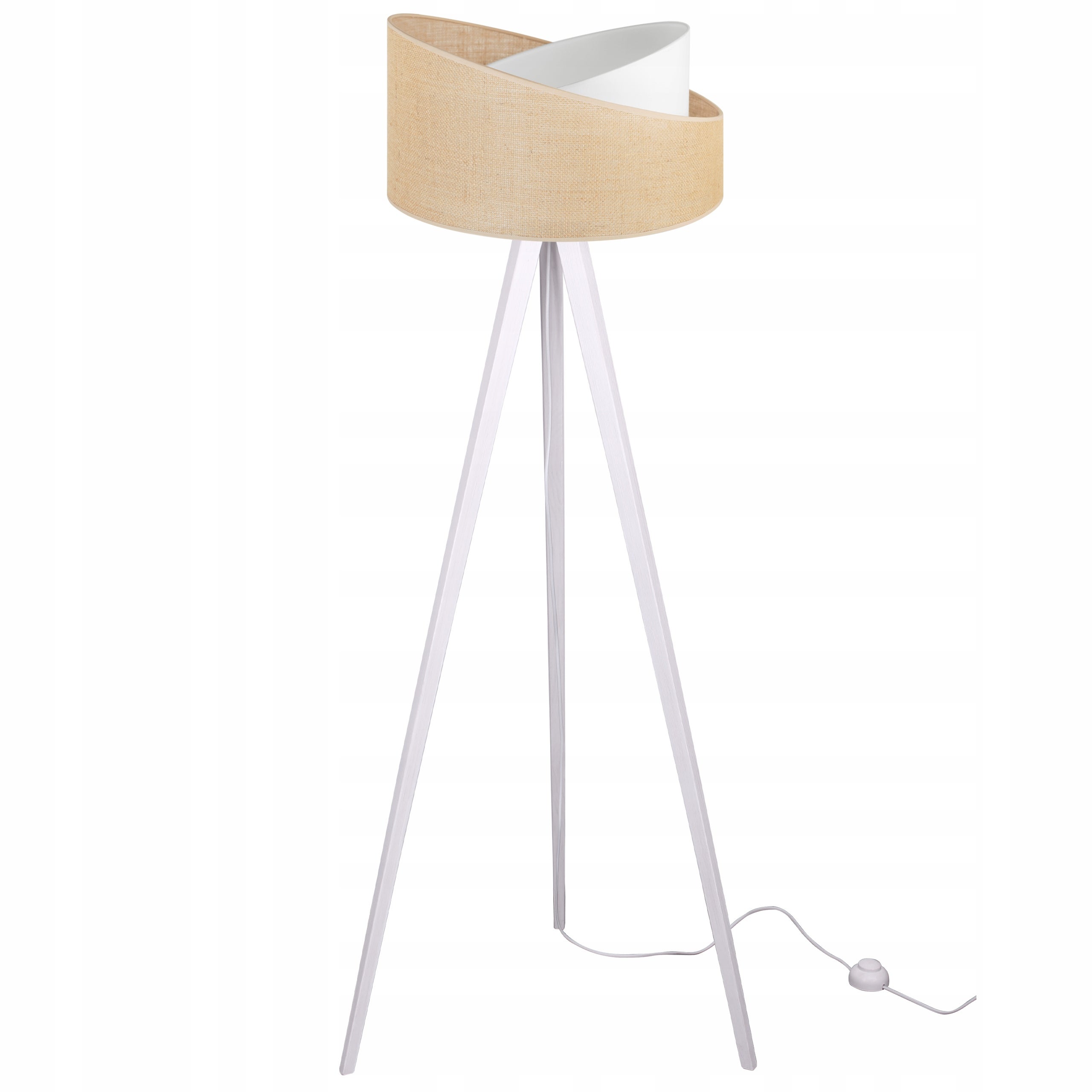 Lampa podłogowa trójnóg Light Home LH Juta Drewno 1x E27 60W nogi grube biały/naturalny