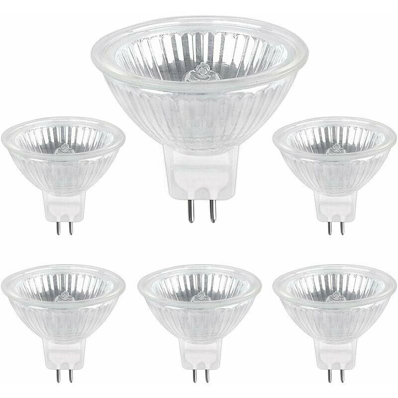 Opakowanie 6 żarówek halogenowych GU5.3 35W 12V, 400 lumenów, ciepłe białe światło 2700K, reflektorki halogenowe MR16