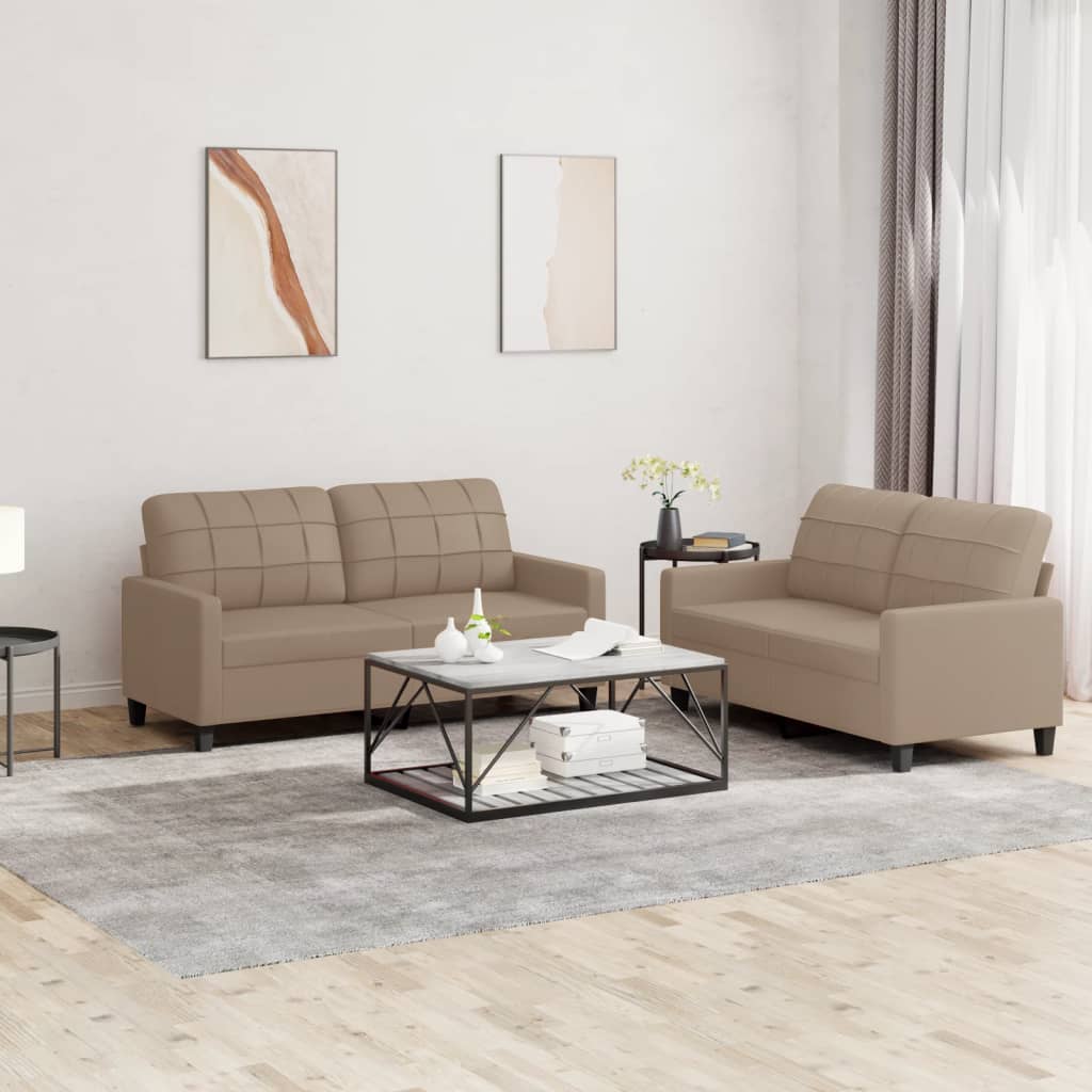 2-osobowa sofa z poduszkami, cappuccino, sztuczna skóra vidaXL