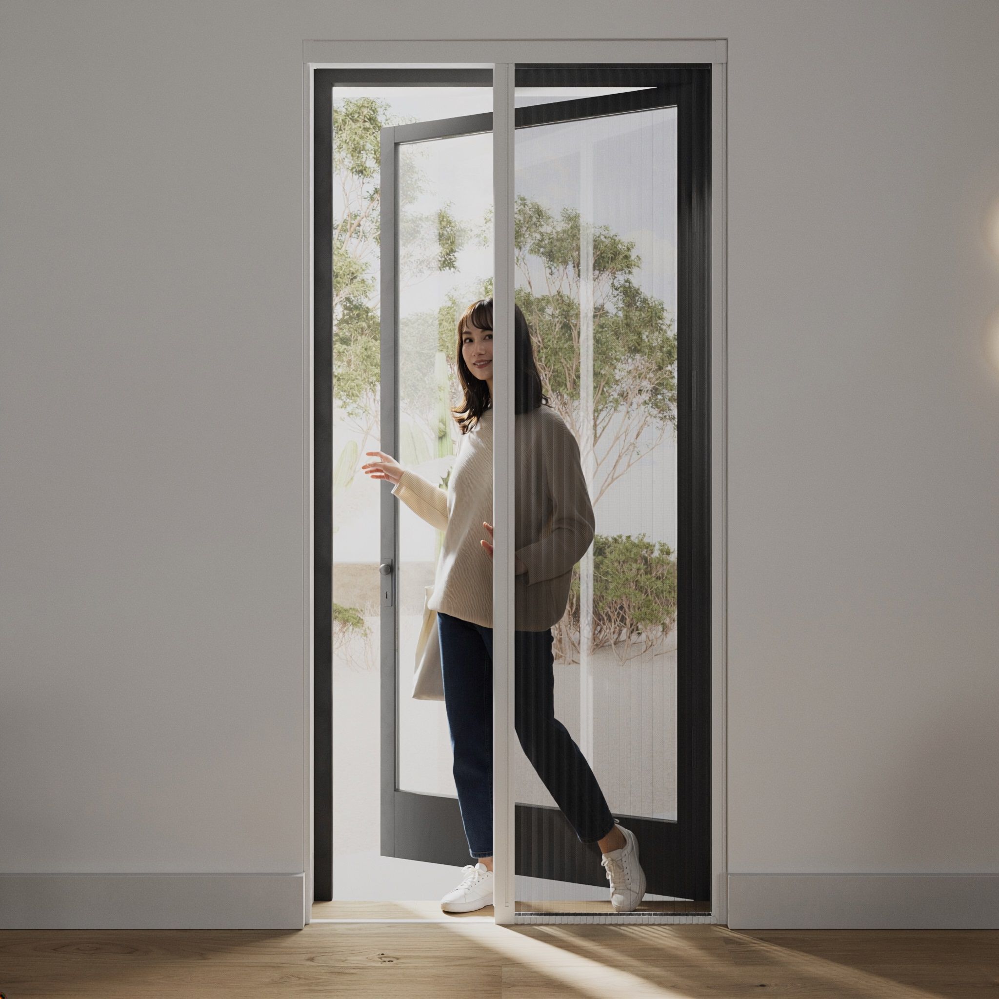 Drzwi przeciw owadom Cocoon, plisowane, białe - 96 x 257