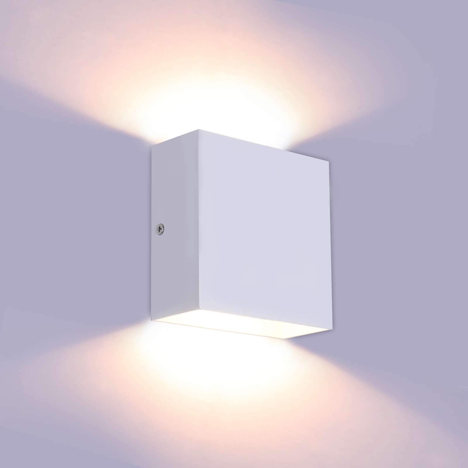 Nowoczesny kwadratowy kinkiet wewnętrzny, ściemnialne światło LED, ciepłe światło, biała powłoka ， 10 * 10 * 5 CM (przełącznik nie jest dołączony)
