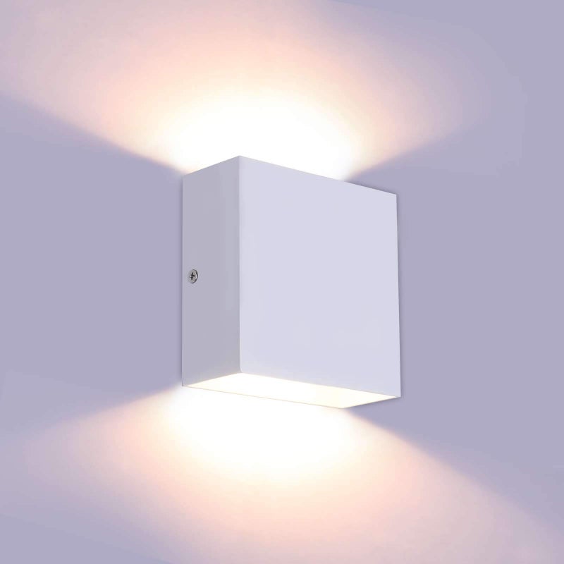 Nowoczesny kwadratowy kinkiet wewnętrzny, ściemnialne światło LED, ciepłe światło, biała powłoka , 10 * 10 * 5 CM (przełącznik nie jest dołączony)
