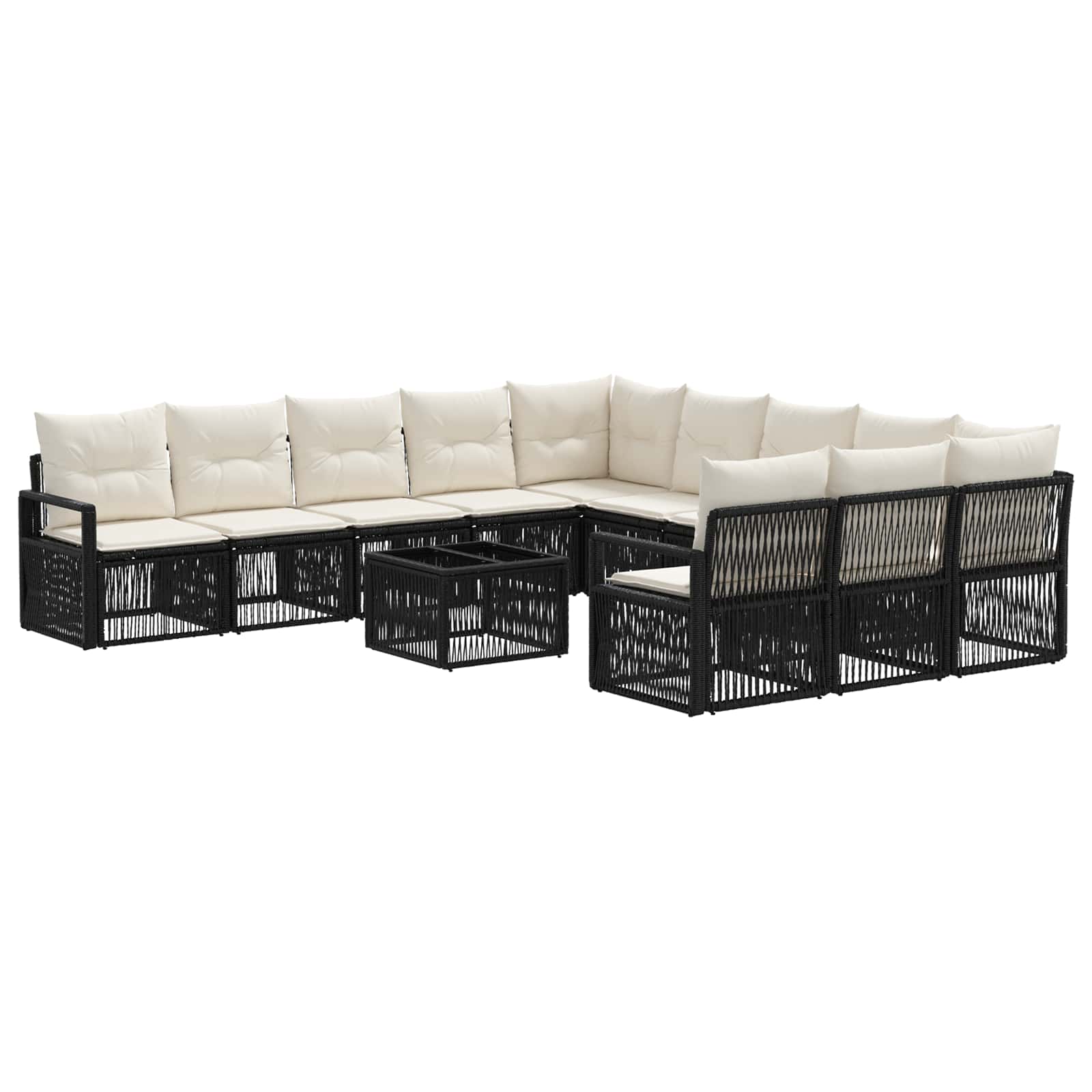 Zestaw Sof na Ogród 12 pcs Czarny polirattan vidaXL