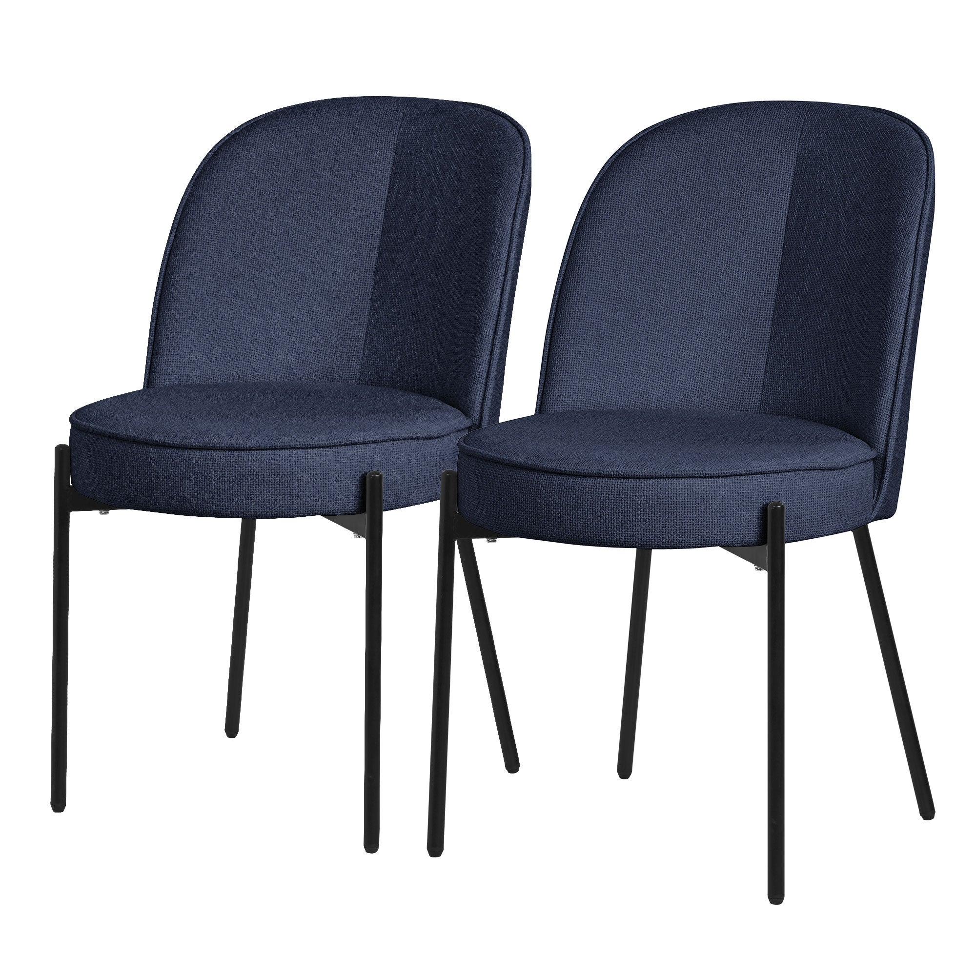 ML-Design krzesła okrągłe do jadalni zestaw 2 ciemnoniebieskie tapicerowane fotele krzesła kuchenne ergonomiczne wygodne metalowe nogi styl nowoczesny
