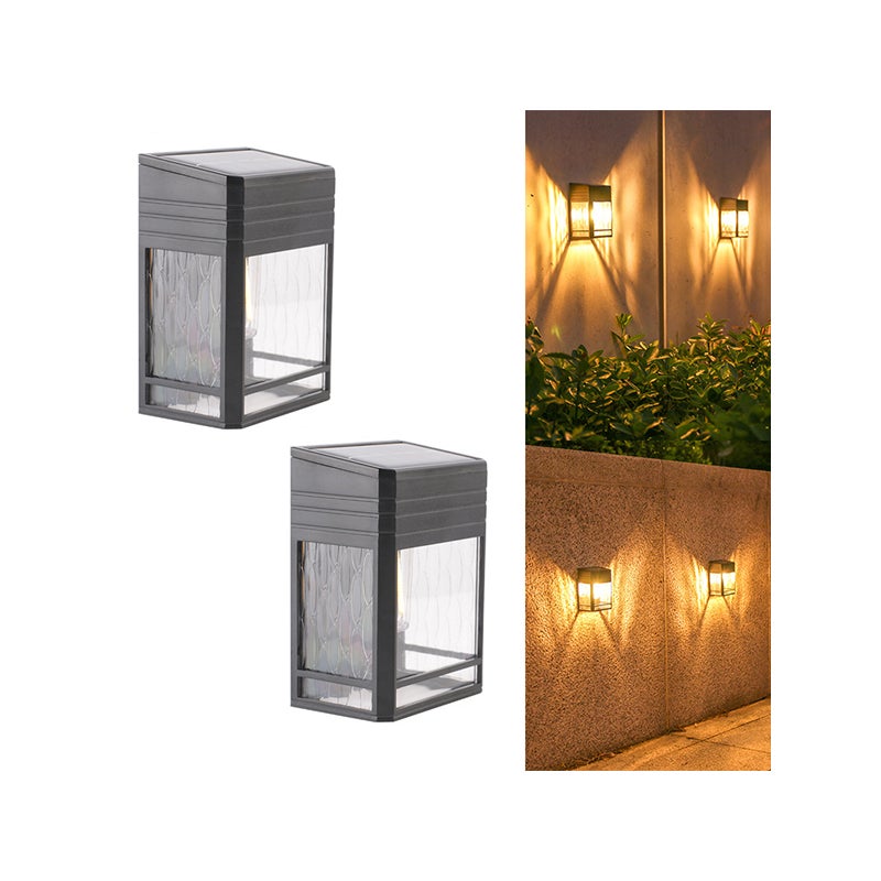 2 sztuki retro LED światła solarne na zewnątrz, wodoodporna lampa ścienna solarna, światło w stylu tungstenowym, ciepłe światło.