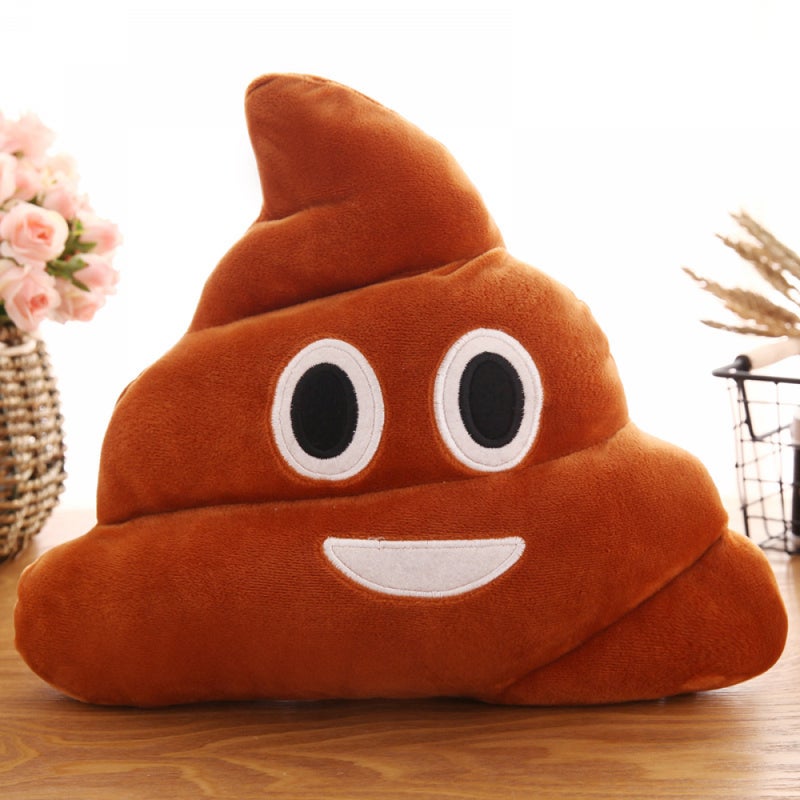 Poduszka Emoji, miękka, urocza i zabawna, 35 cm, brązowa