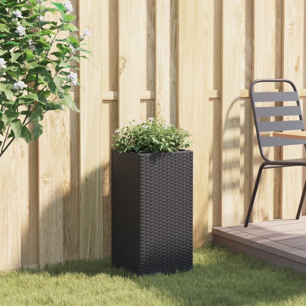 Donica ogrodowa, czarna, 30x30x60 cm, rattan PE