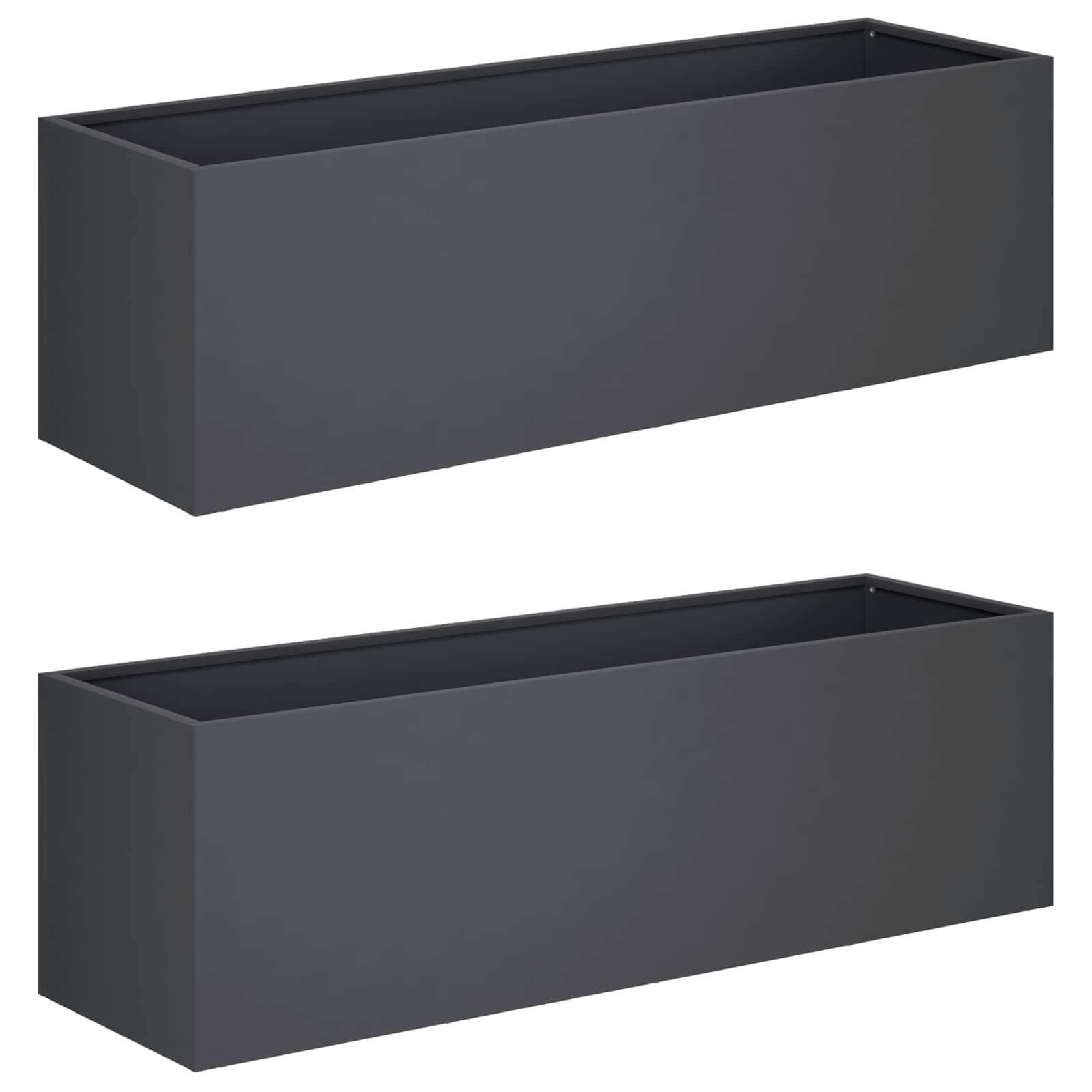 2x Donica Ogrodowa Stalowa 80x30x30 cm Antracytowa na Taras na Balkon