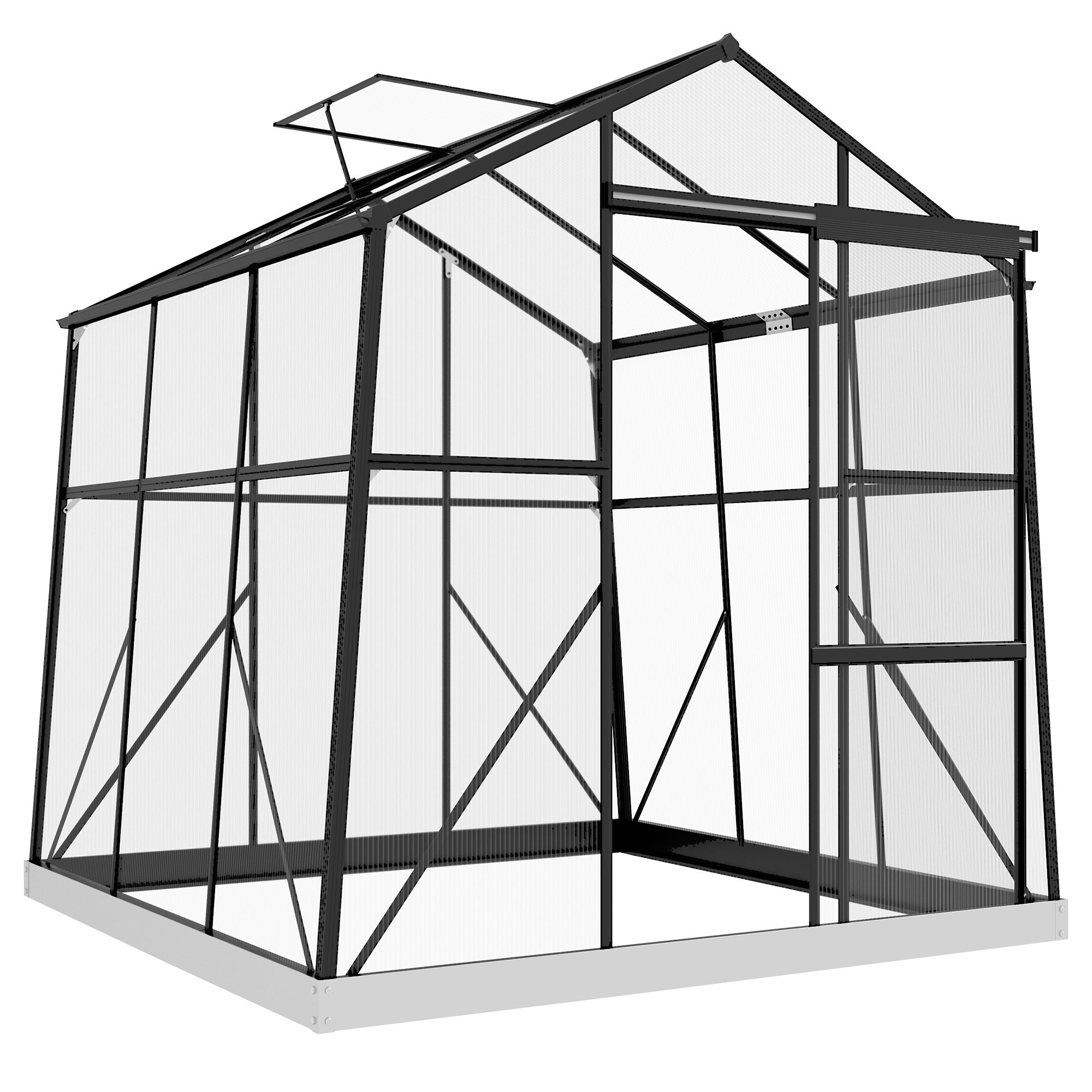 szklarnia Hothouse zimno rama, odporny na warunki atmosferyczne, 192 x 192 x 203 cm, czarny