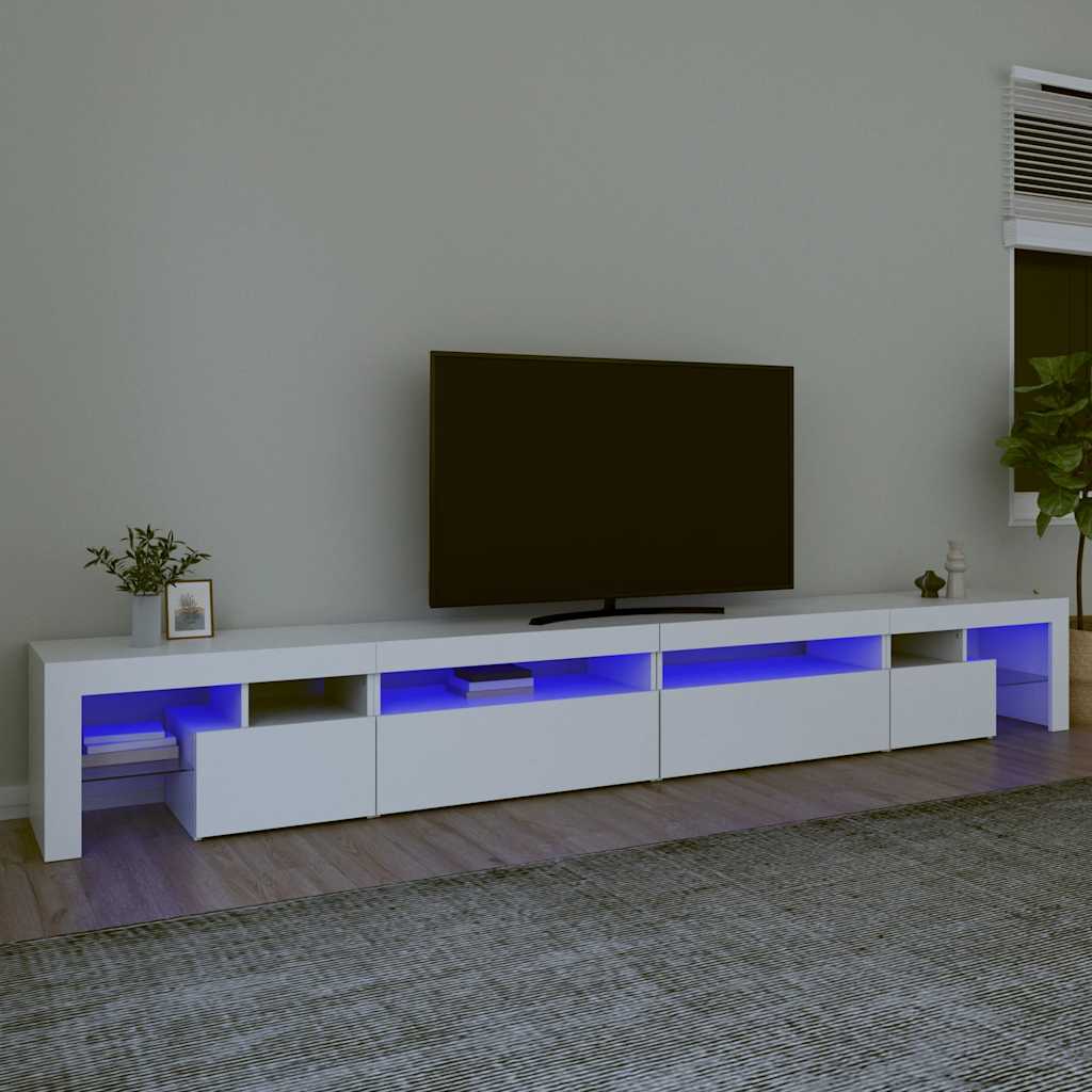 vidaXL Szafka TV z oświetleniem LED, biała, 290x36,5x40 cm