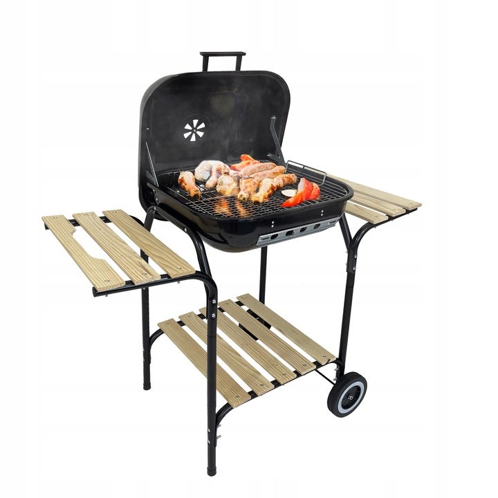 Grill ogrodowy węglowy przenośny z 3 półkami pokrywa + 6x mata BBQ 1013